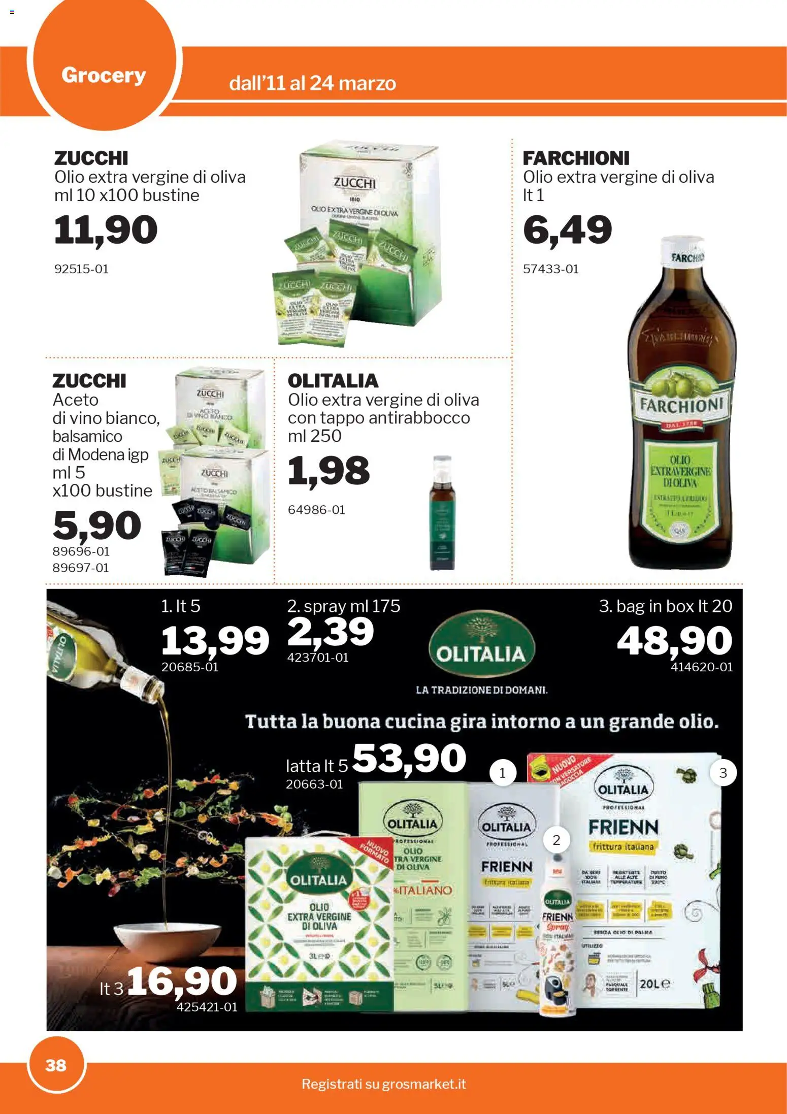 Volantino Sogegross del 11.03.2026 | Pagina: 38 | Prodotti: Olio, Vino, Aceto, Olio extra vergine