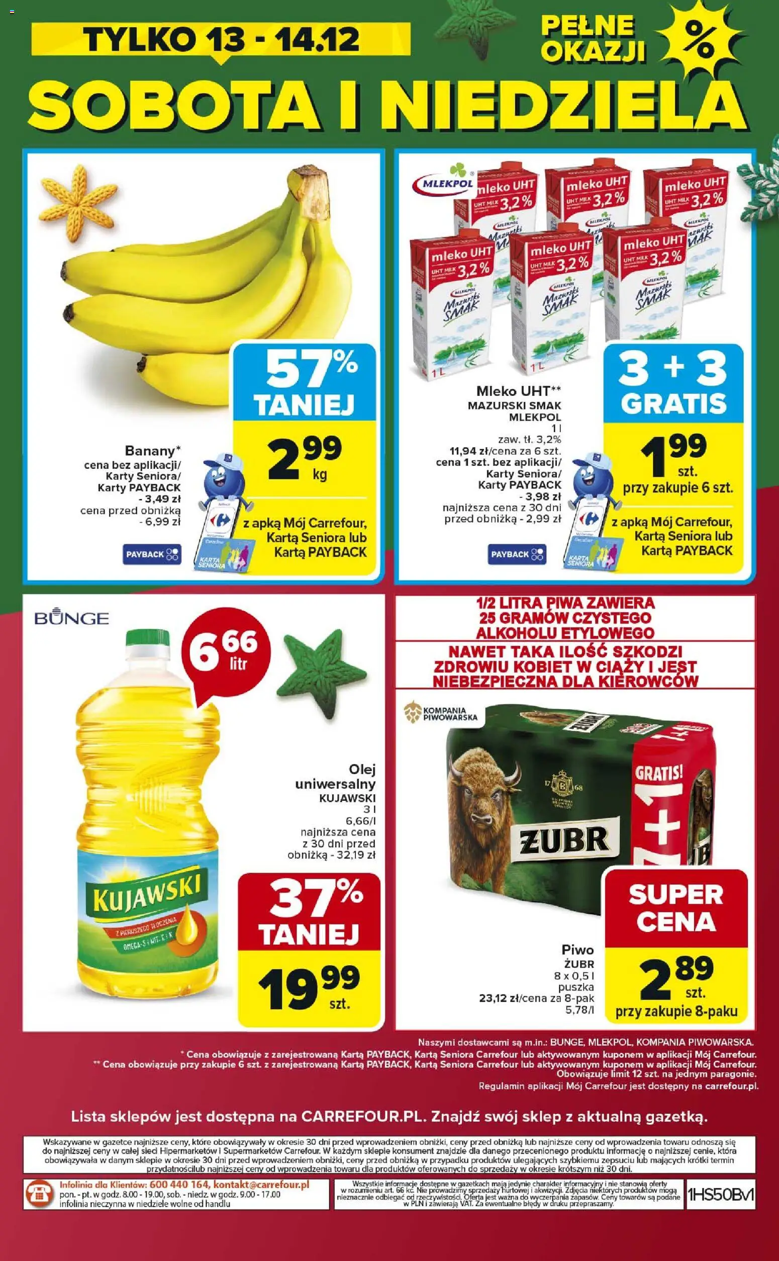 Carrefour Gazetka - Weekend okazji już od czwartku od 11.12.2025 | Strona: 8 | Produkty: Karta, Mleko, Olej, Piwo