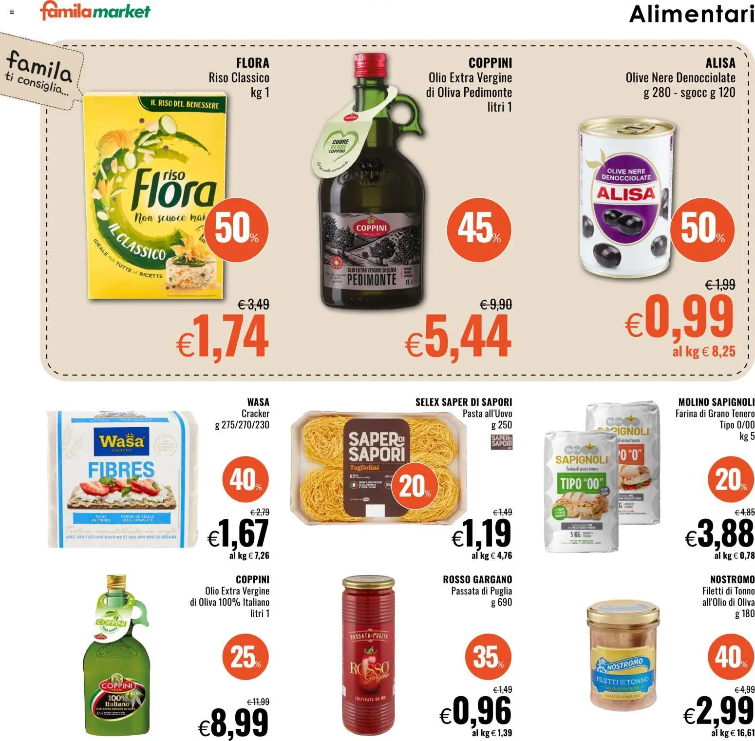 Volantino Famila del 08.01.2026 | Pagina: 12 | Prodotti: Riso, Farina, Pasta, Tonno