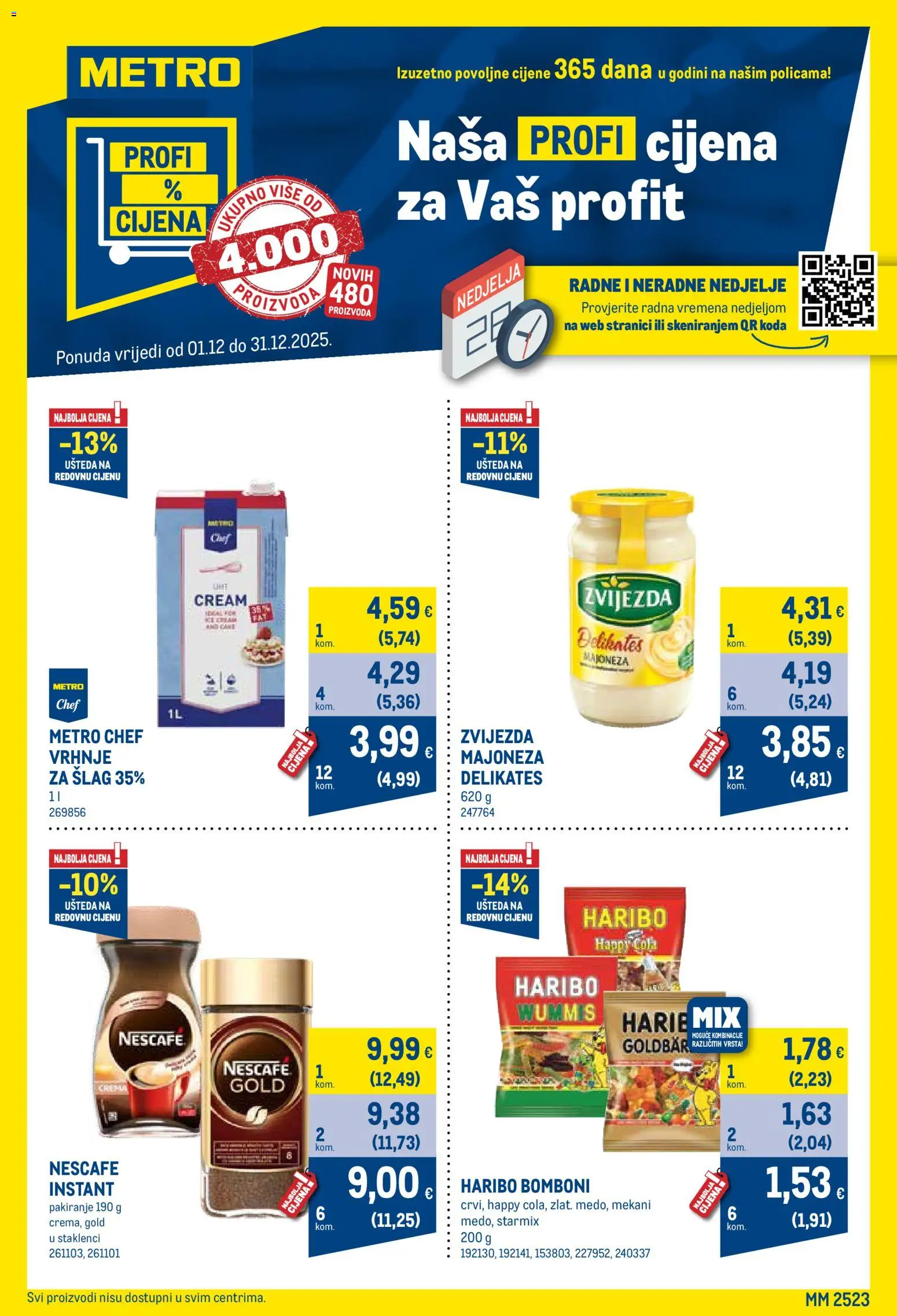 Metro katalog | vrijedi od 01.12.2025 | Stranica: 1 | Proizvodi: Nescafe, Bomboni, Majoneza, Nescafe Gold