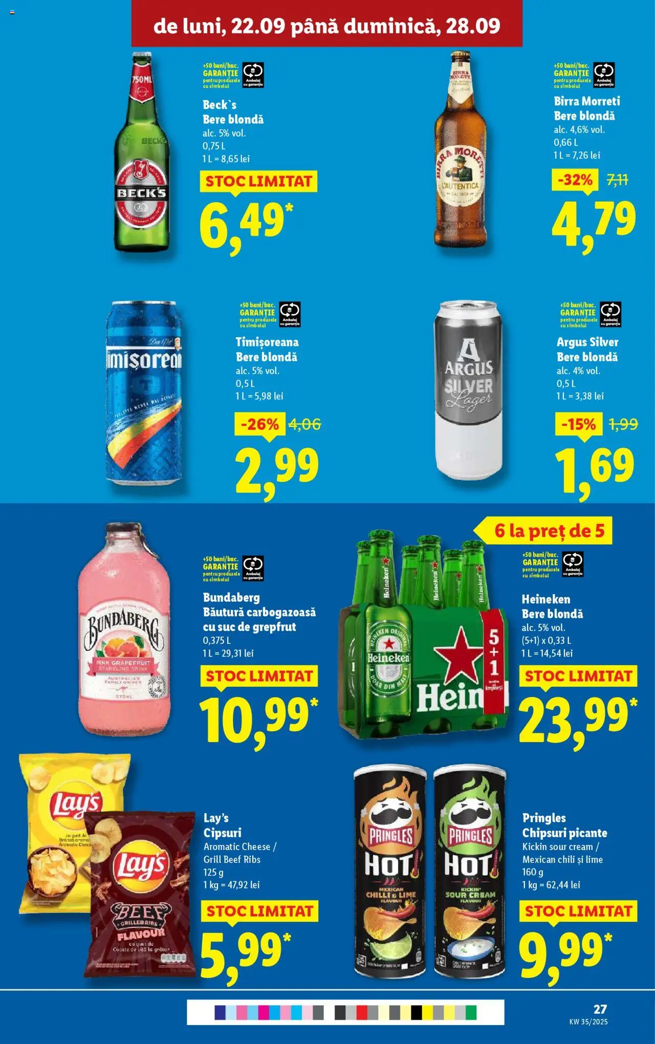 Noul catalog Lidl – valabil de la 22.09.2025 | Pagină: 27 | Produse: Lime, Suc, Bere, Chipsuri