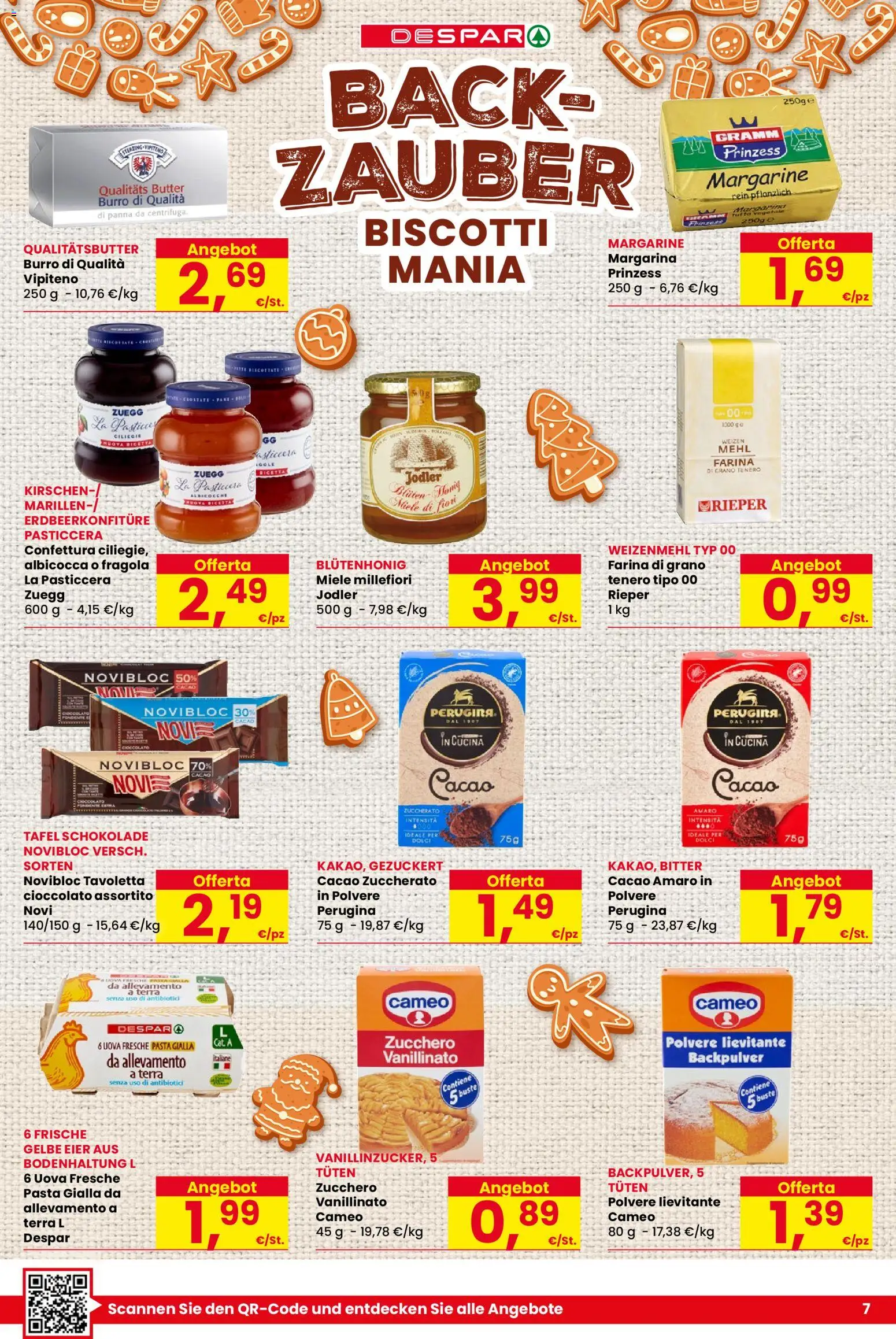 Volantino Despar del 25.11.2025 | Pagina: 7 | Prodotti: Cioccolato, Biscotti, Miele, Terra