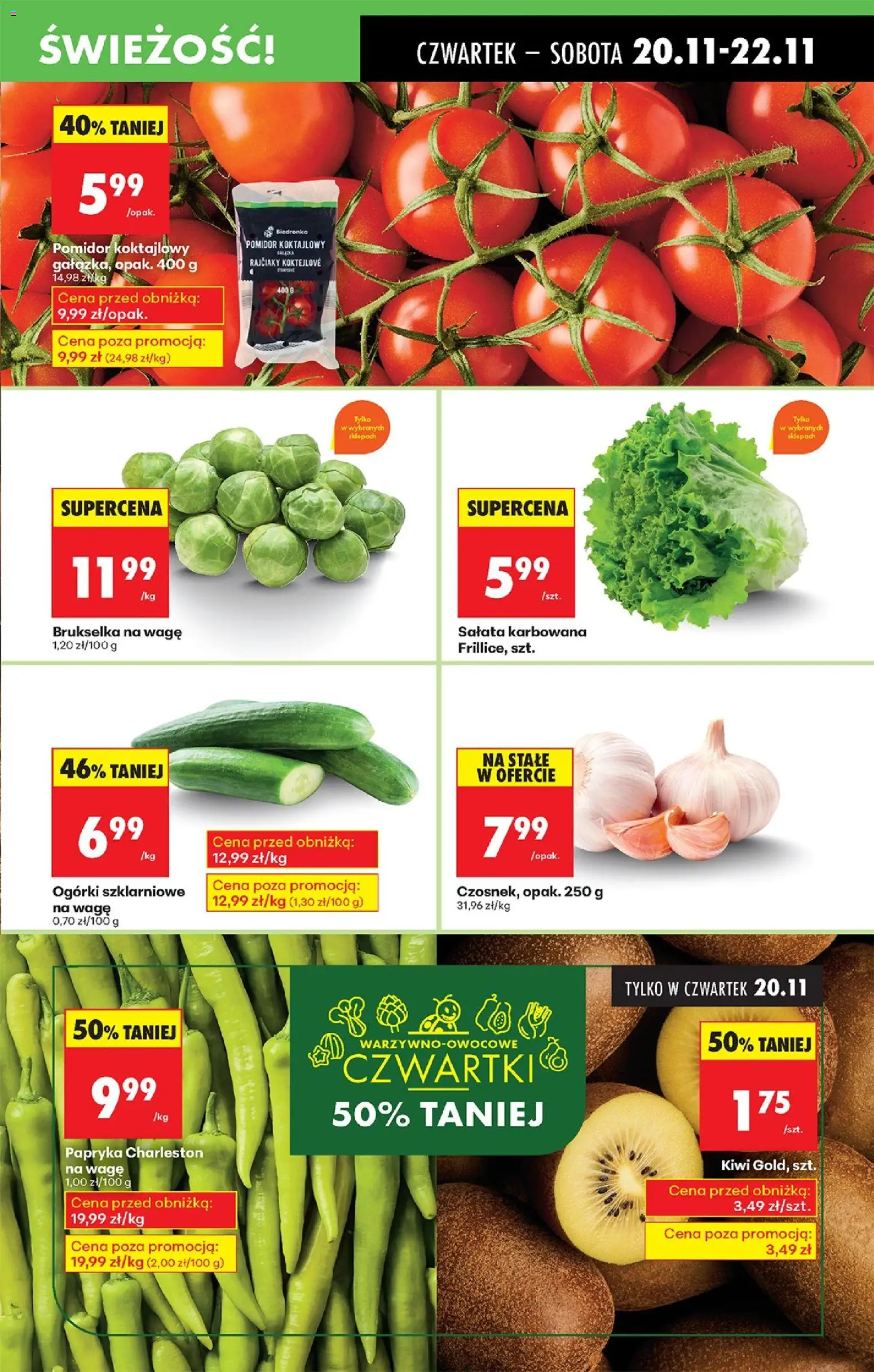 Biedronka gazetka - Oferta w tym tygodniu od 20.11.2025 | Strona: 21 | Produkty: Papryka, Kiwi, Ogórki