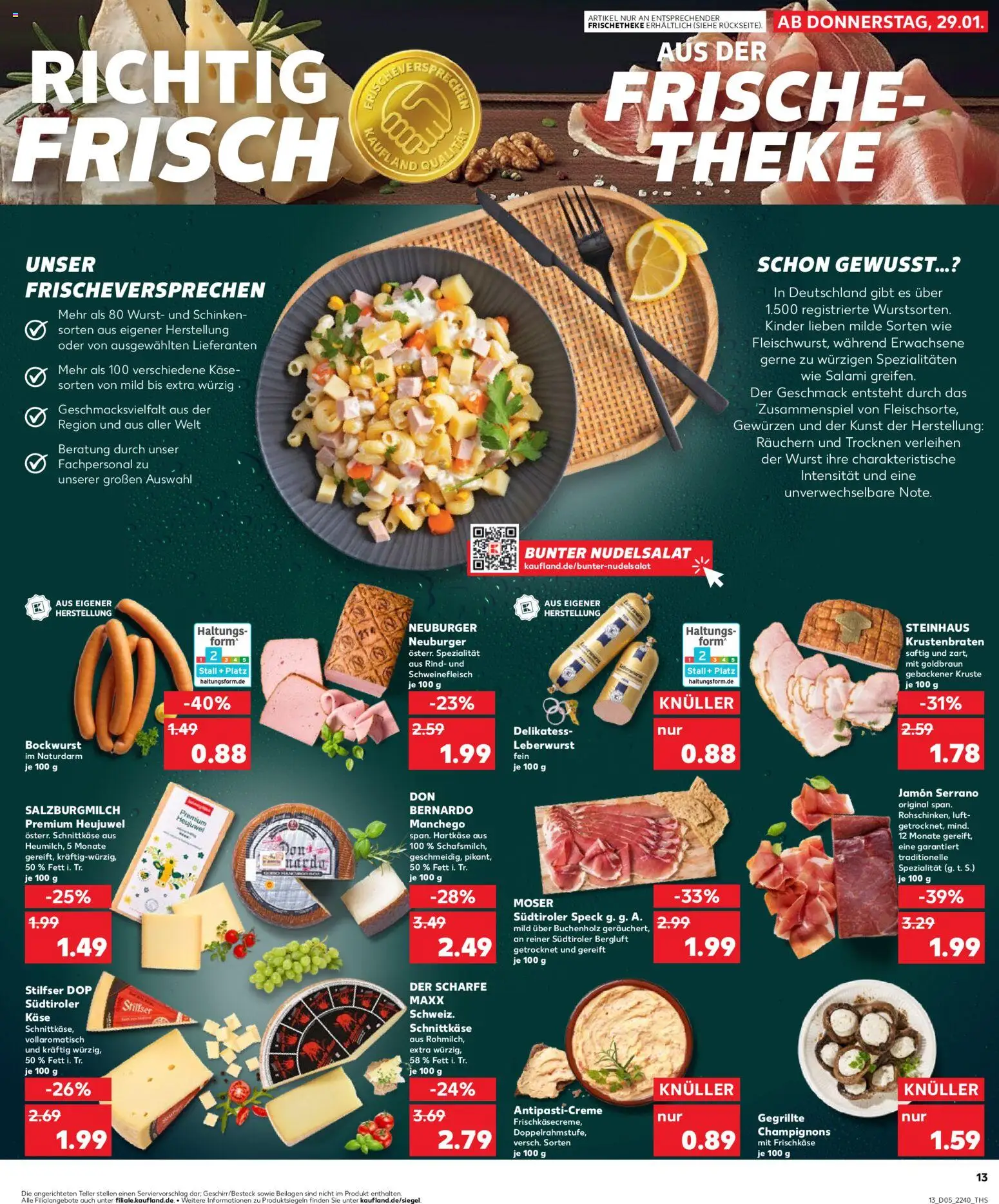 Kaufland prospekt Speyer	 – gültig ab 29.01.2026 | Seite: 13 | Produkte: Bockwurst, Käse, Theke, Krustenbraten