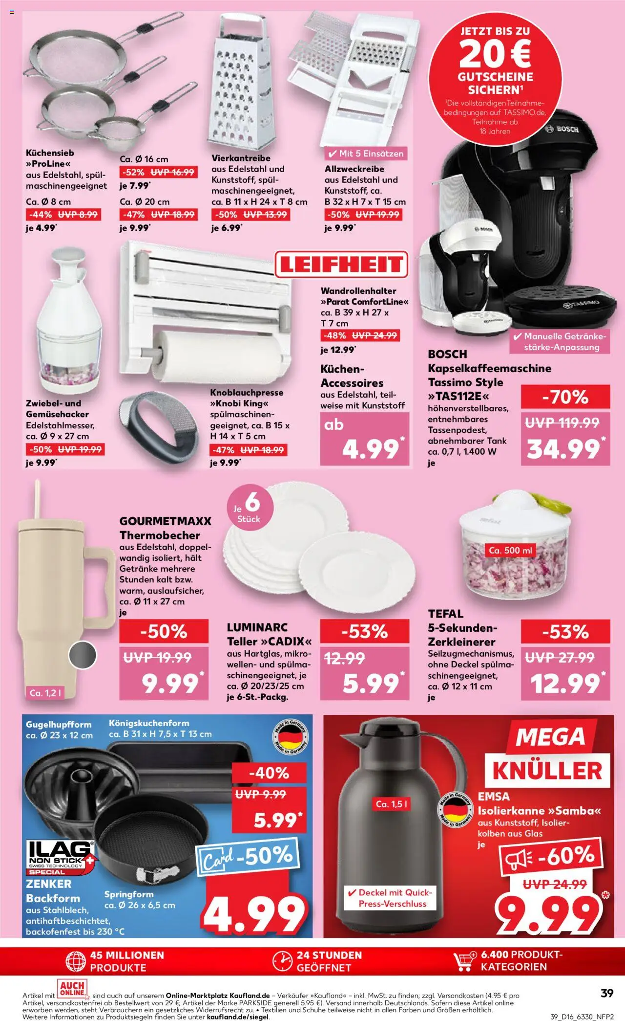 Kaufland - Hamburg, Bergedorfer Straße 106 - gültig ab dem 17.04.2025 | Seite: 39 | Produkte: Bosch, Kuchen, Tassimo