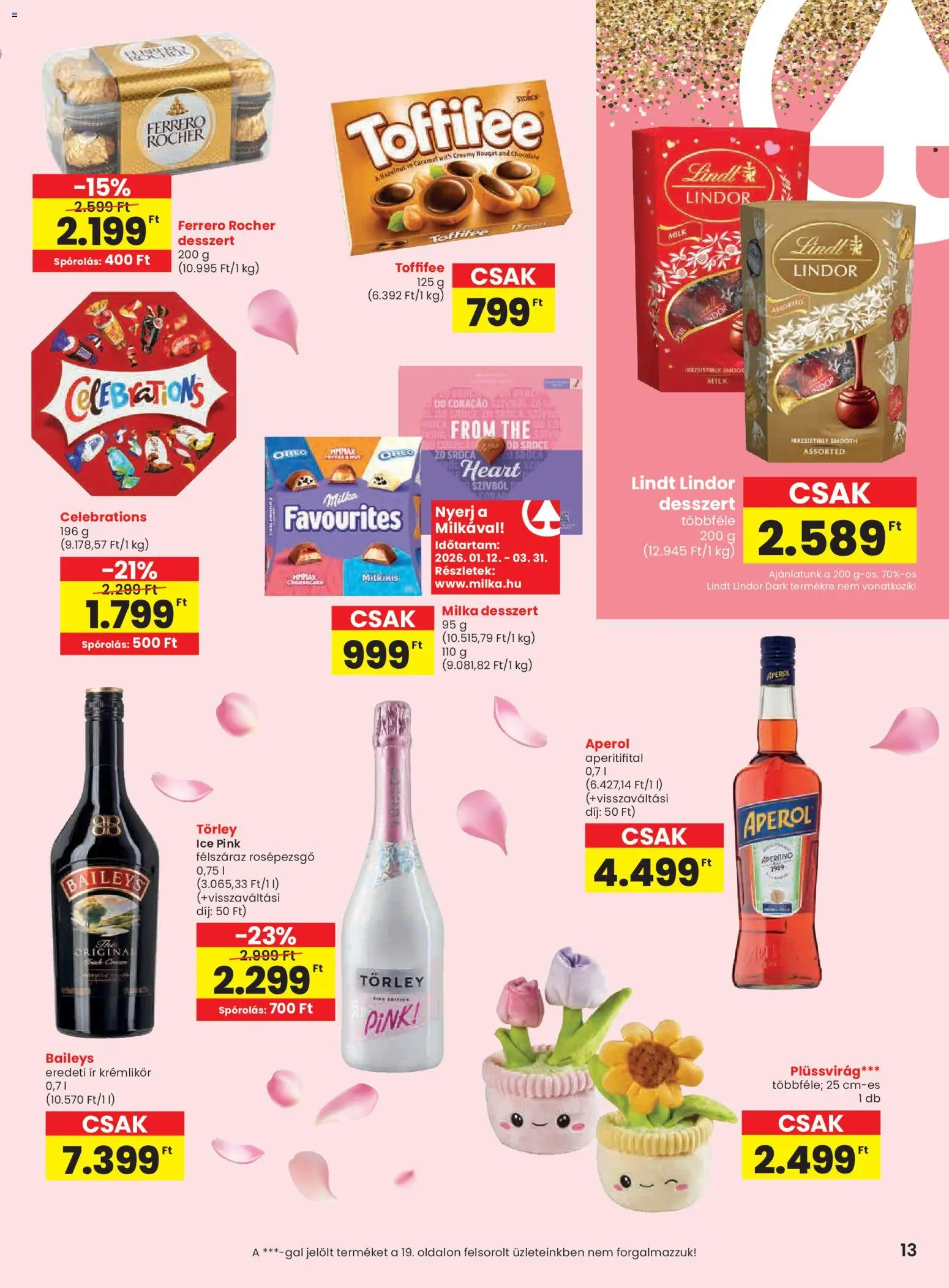 Spar akciós ujság - amely érvényes a következő dátumtól: 05.03.2026 | Oldal: 13 | Termékek: Aperol, Krémlikőr, Ferrero rocher, Toffifee