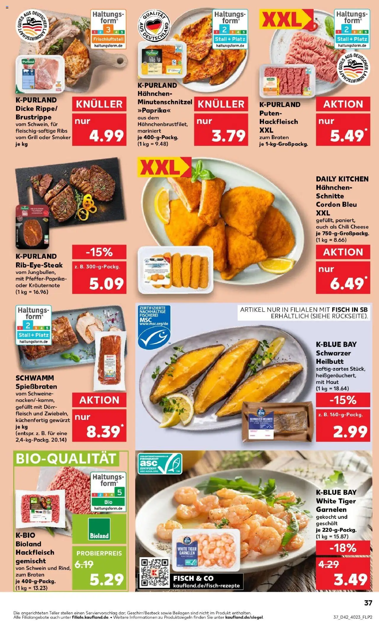 Kaufland prospekt Zossen	 – gültig ab 19.10.2025 | Seite: 37 | Produkte: Garnelen, Fisch, Steak, Hackfleisch