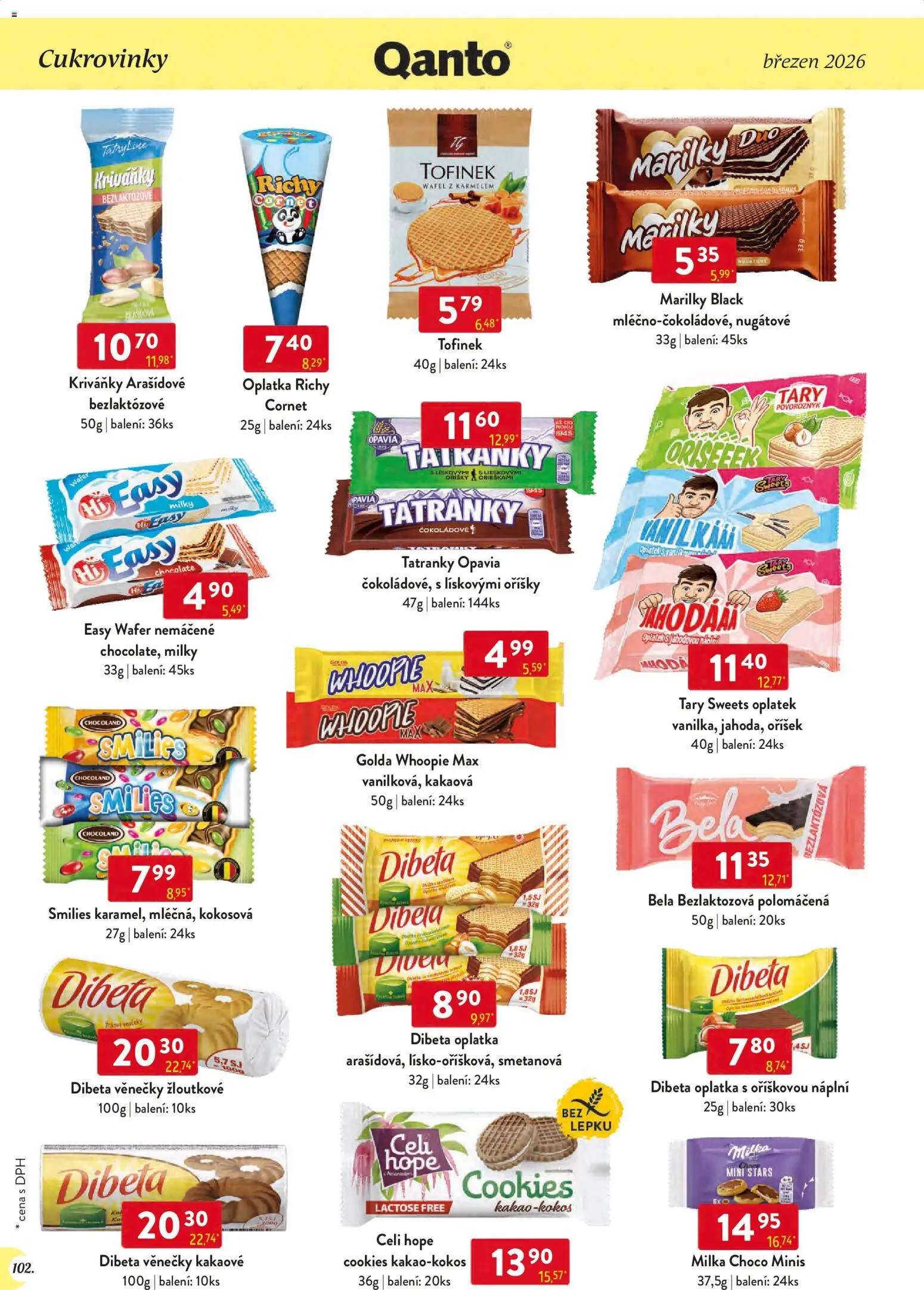 Astur & Qanto leták - Velkoobchod 03/2026 od 01.03.2026 | Strana: 102 | Produkty: Tatranky, Milka, Cookies, Oříšky
