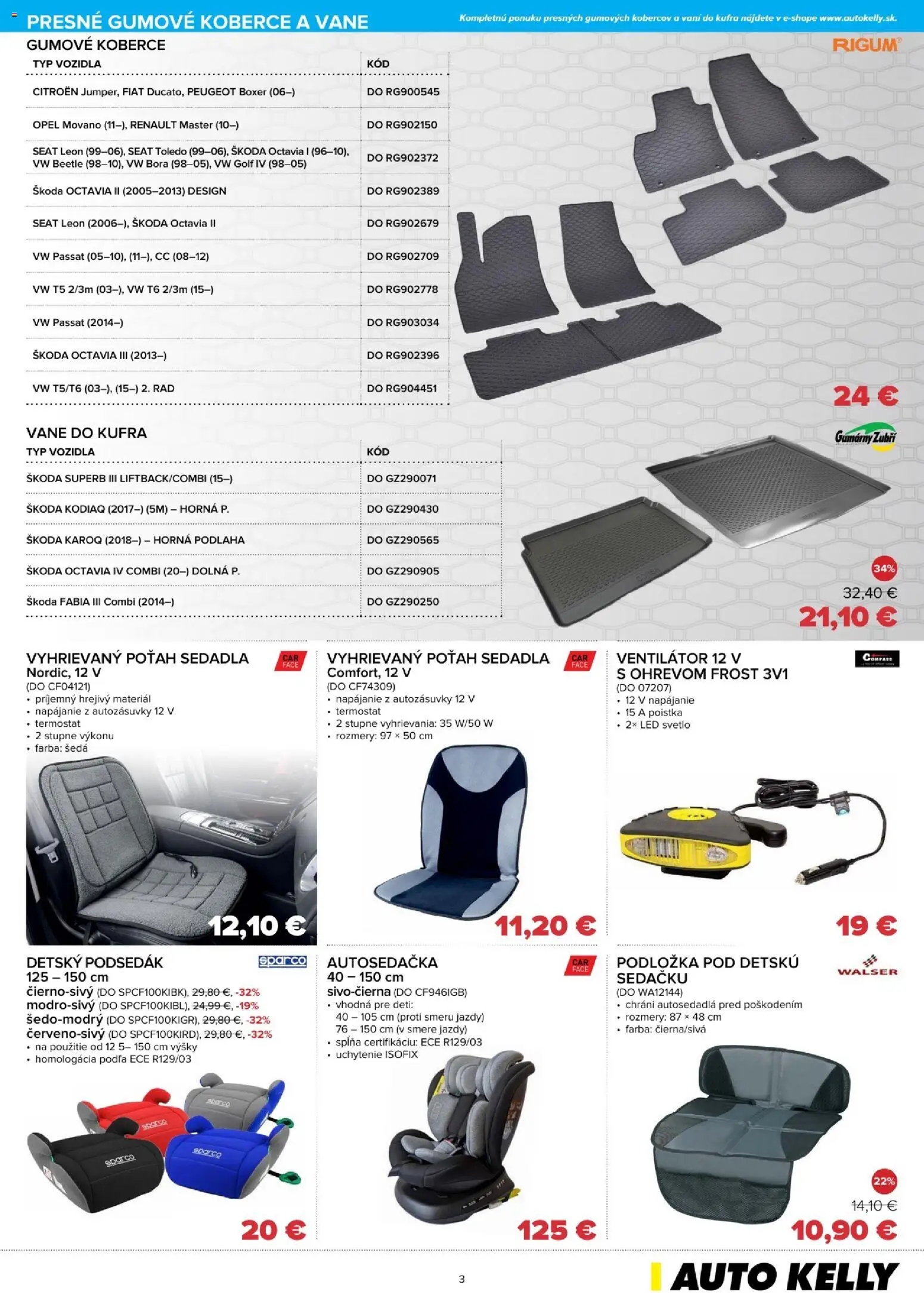 Nové Auto Kelly akcie – leták je platný od 06.01.2026 | Strana: 3 | Produkty: Svetlo, Ventilátor, Termostat