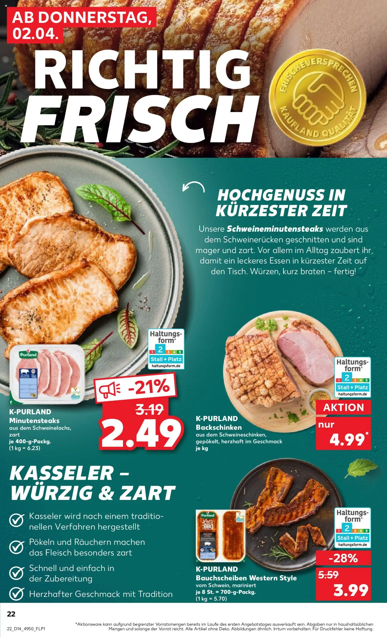 Kaufland Prospekt Stuttgart	 – gültig ab 02.04.2026 | Seite: 22 | Produkte: Schweinerucken, Steak, Fleisch