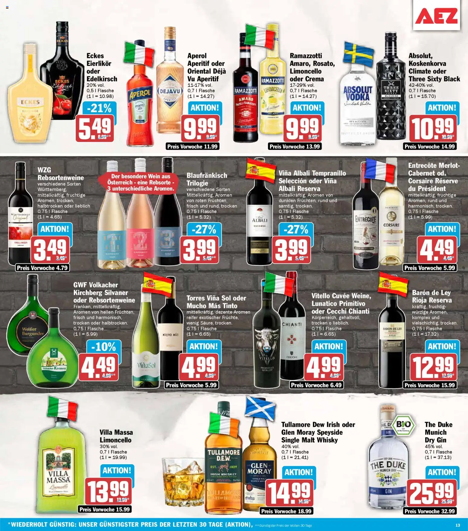 AEZ Prospekt 	 – gültig ab 26.01.2026 | Seite: 13 | Produkte: Whisky, Entrecote, Wein, Vodka