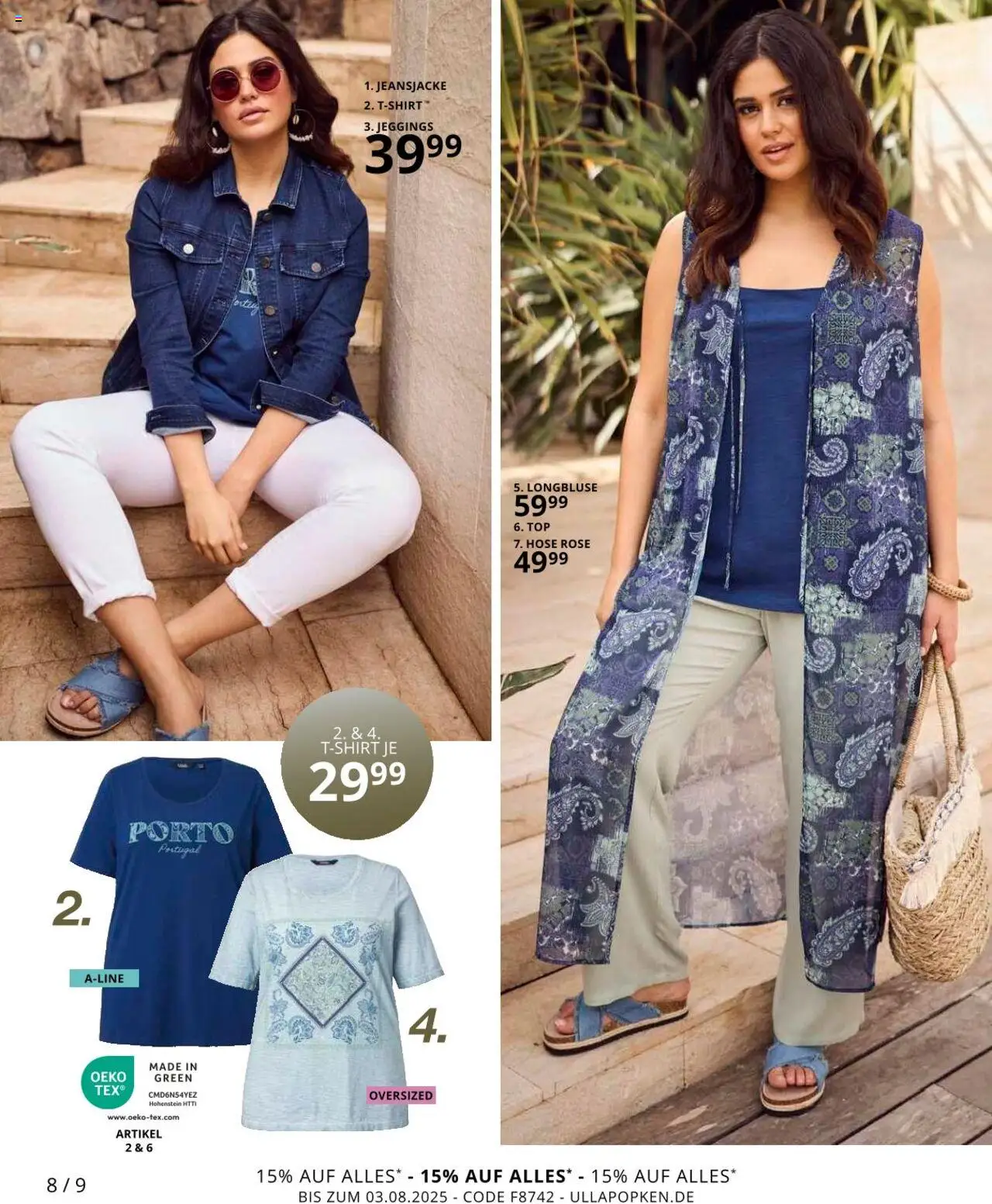 Ulla Popken Prospekt 	 - gültig ab dem 01.08.2025 | Seite: 8 | Produkte: Top, Jeansjacke, Hose