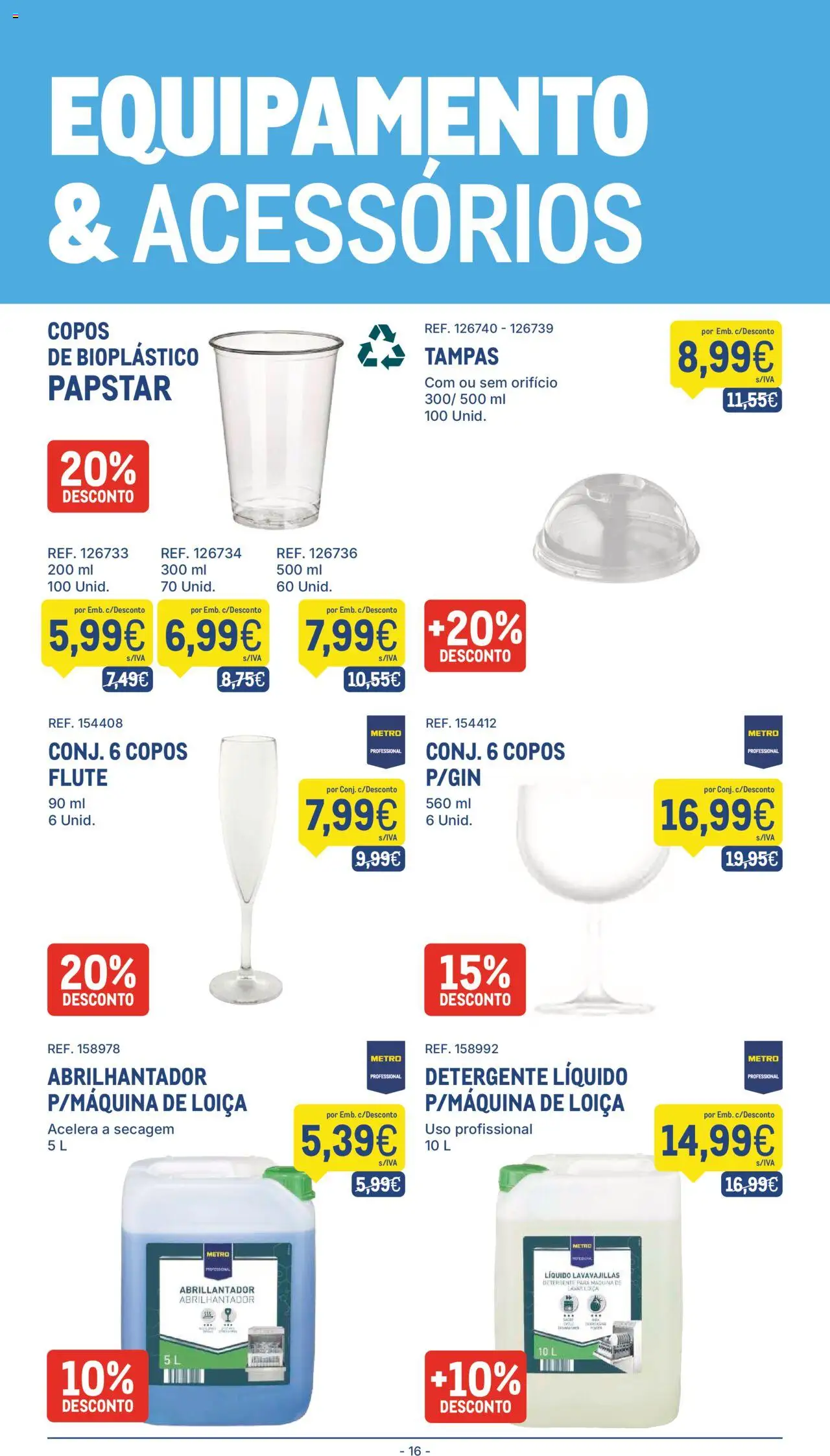 Makro folheto │ válido de 22.07.2025 | Página: 16 | Produtos: Copos, Máquina de lavar, Abrilhantador, Detergente