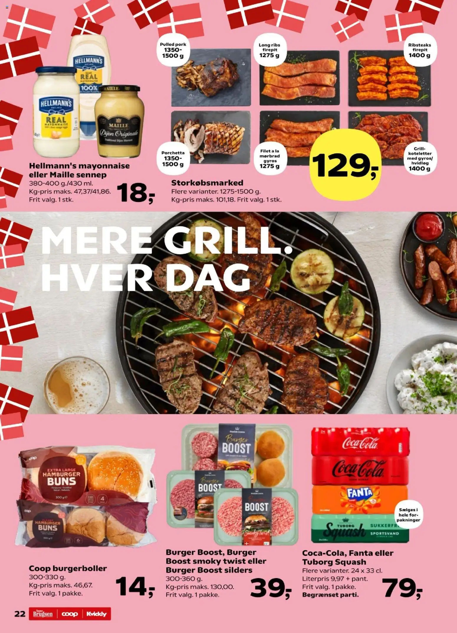 Super Brugsen tilbudsavis – gyldig fra 01.05.2026 | Side: 22 | Produkter: Ribs, Koteletter, Squash, Fanta