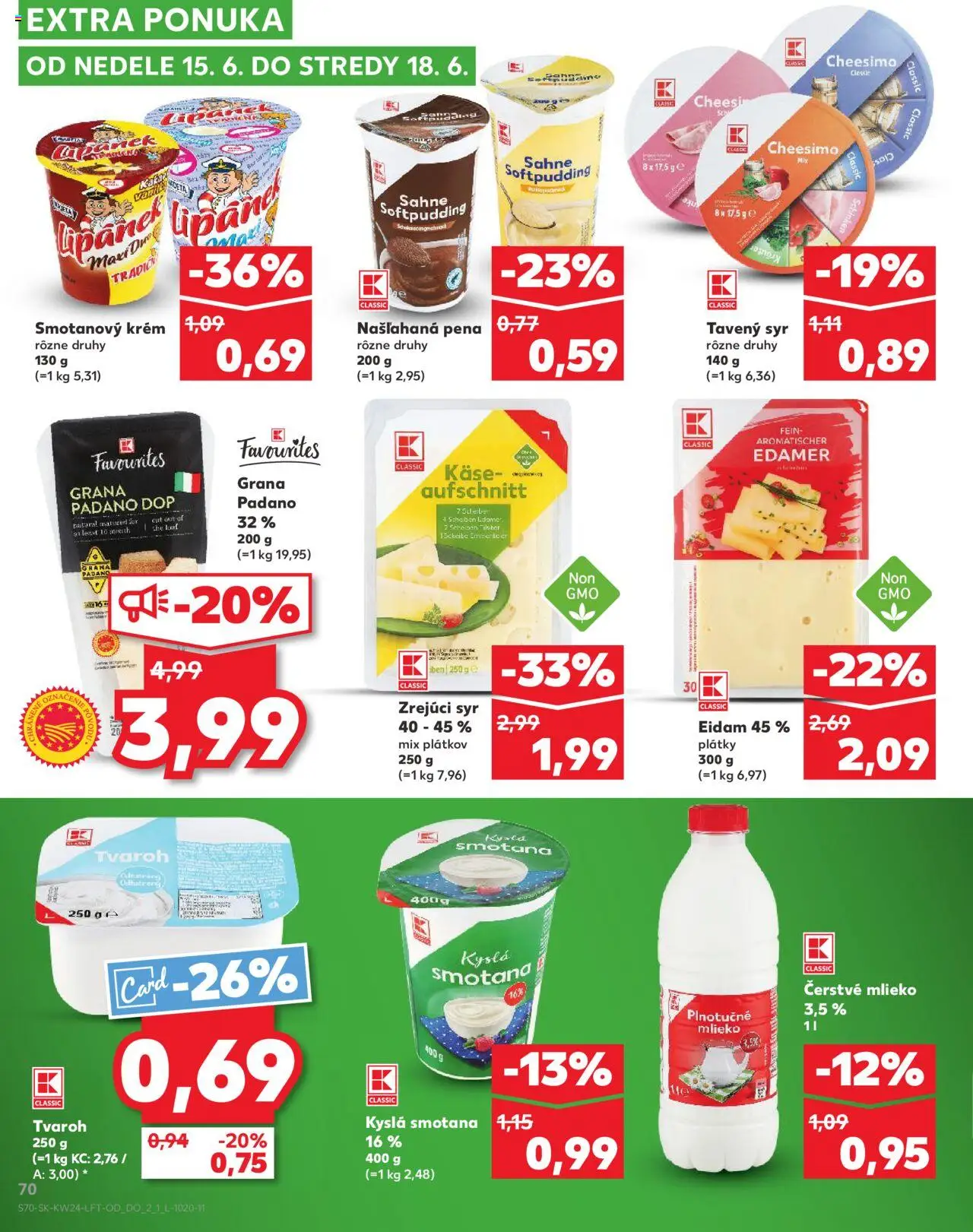 Nové Kaufland akcie – leták je platný od 12.06.2025 | Strana: 70 | Produkty: Mlieko, Smotana, Krém, Tvaroh