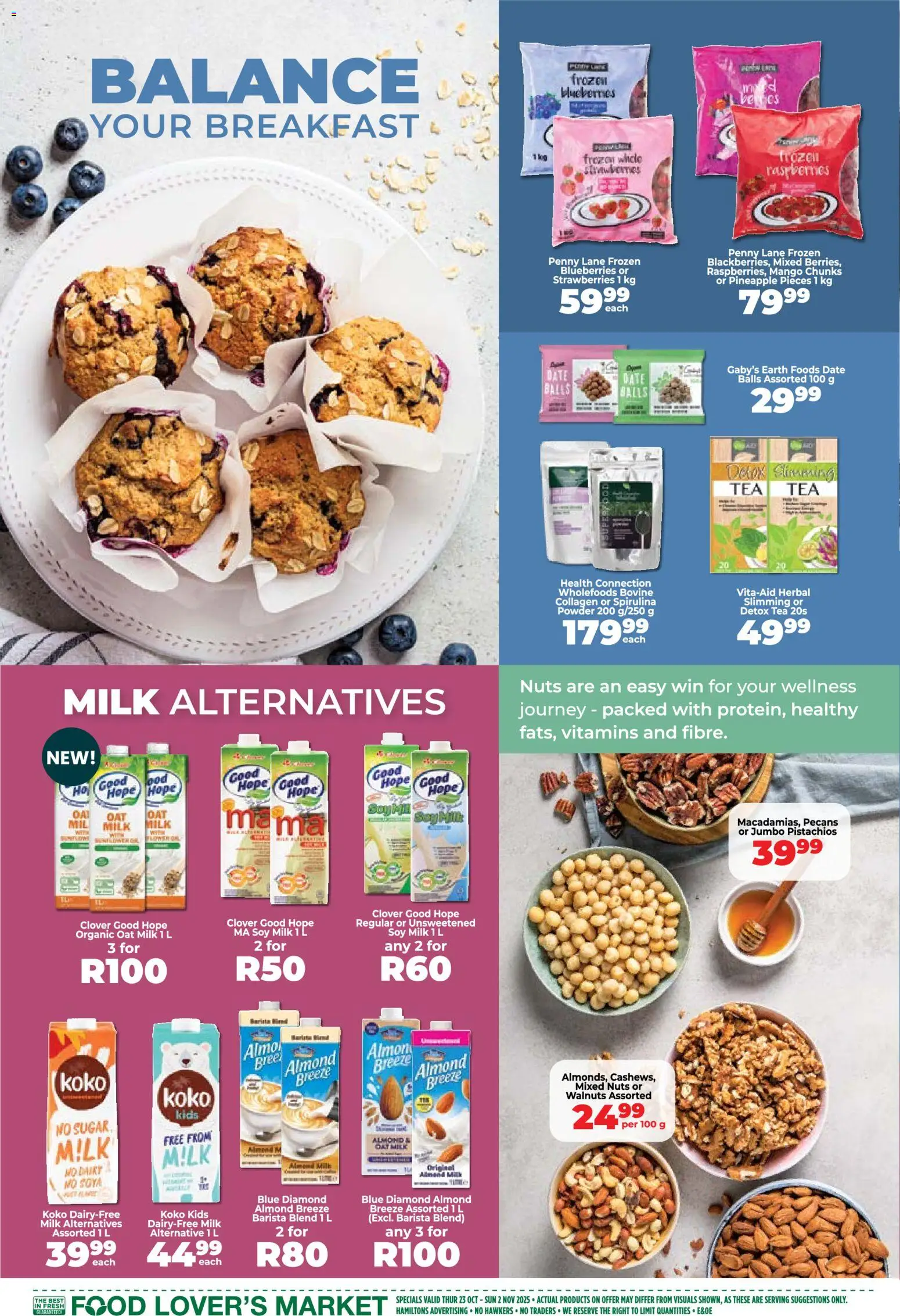 New Food Lover's Market catalogue – valid from 23.10.2025 | Page: 2 | Products: Milk, Pineapple, Sugar, Mango