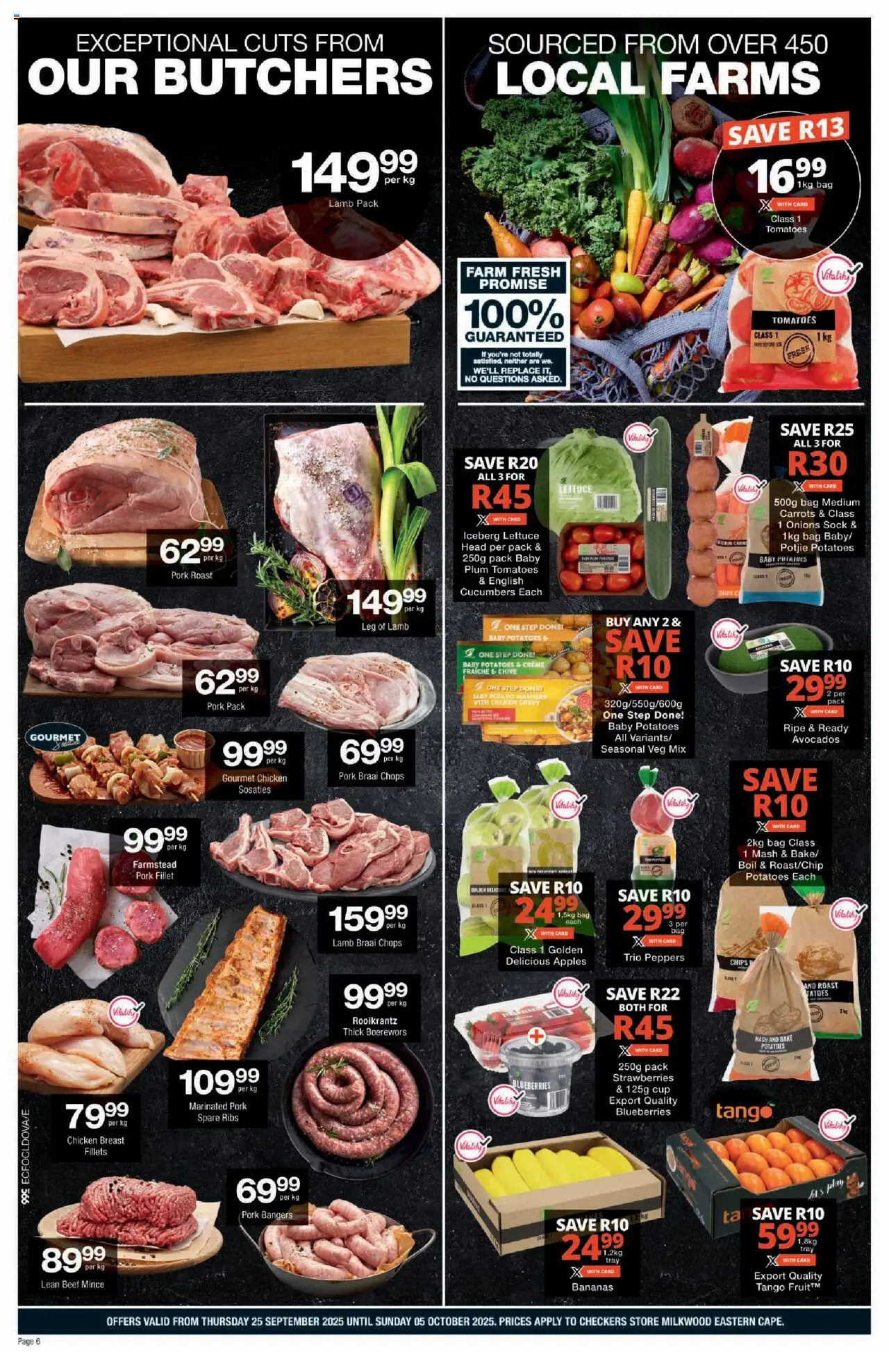 New Checkers catalogue – valid from 25.09.2025 | Page: 6 | Products: Blueberries, Pork, Carrots, Lettuce