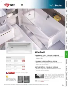Vaňa Fusion, Šírka lemy a väčší sklon bočných stien dávajú vani veľký vnúterný priestor na príjemný kúpelů. , , Široký vnúterný priestor, ploché dno a pridanie vaňovej zásteny zaručí bezpečné sprchovanie postojačky. , , Šírka iba 70 cm šetrí priestor v kúpelňni, tvar vane umožňuje doplnenie ľubovoľným typom vaňovej zásteny. │ platný od 01.08.2024 | Strana: 481