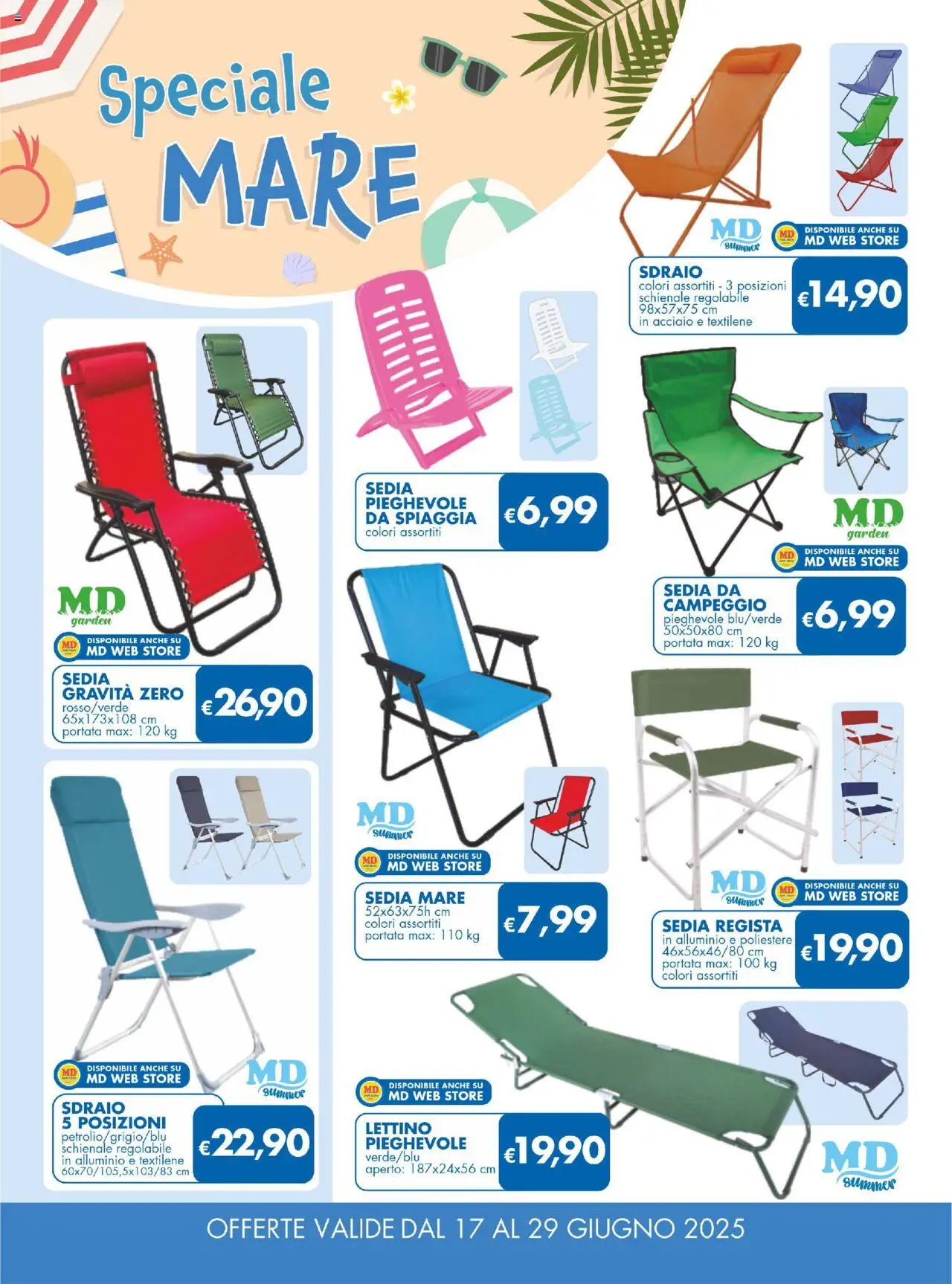 Volantino MD Discount del 17.06.2025 | Pagina: 23 | Prodotti: Sdraio, Lettino, Alluminio, Sedia
