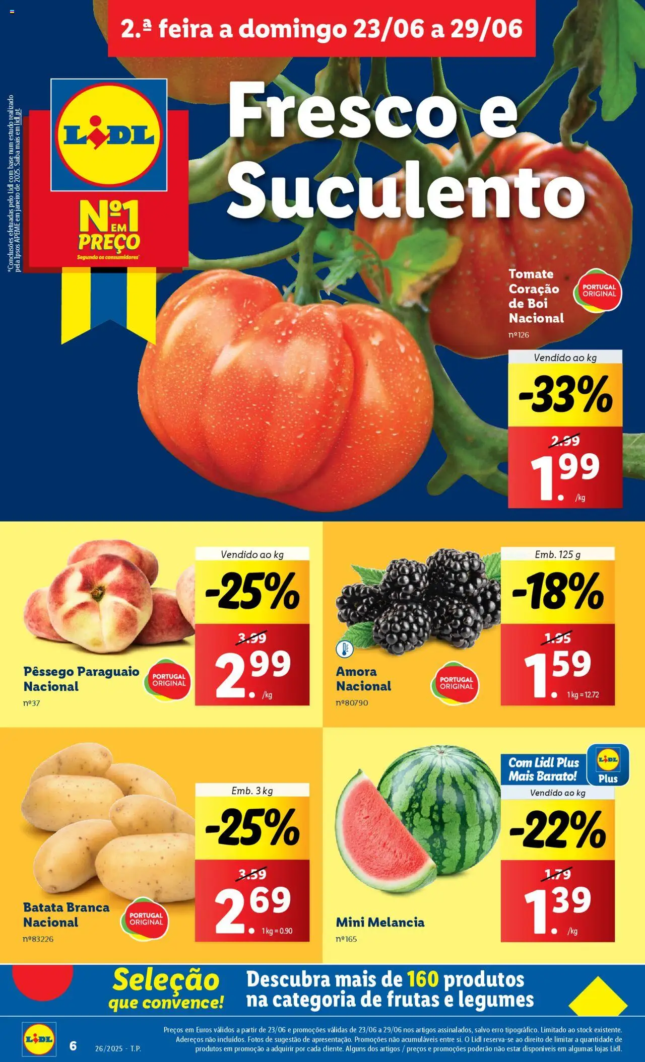 Lidl folheto │ válido de 23.06.2025 | Página: 6 | Produtos: Batata, Base, Tomate, Melancia