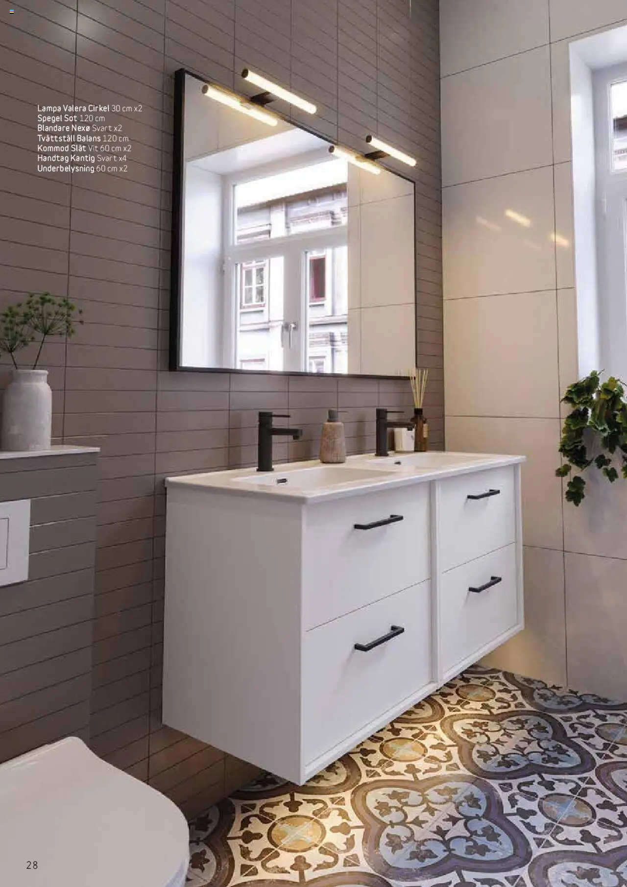 Bauhaus reklamblad aktuell från 25.08.2025 | Sida: 28 | Produkter: Tvättställ, Spegel, Lampa