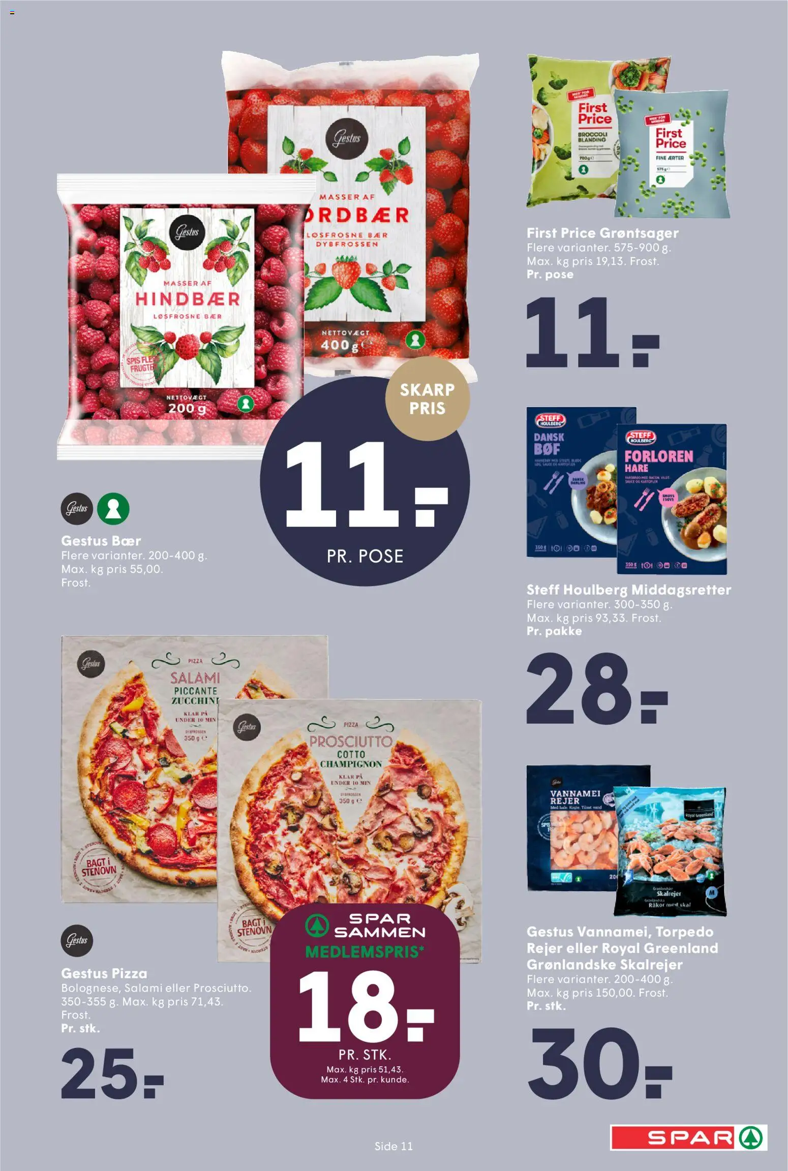 Spar tilbudsavis – gyldig fra 27.12.2025 | Side: 11 | Produkter: Champignon, Pizza, Ærter, Rejer