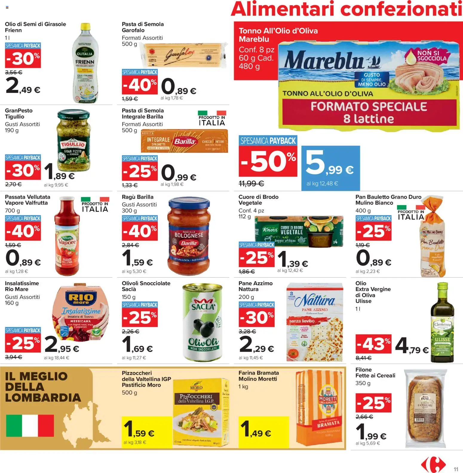 Volantino Carrefour del 21.04.2026 | Pagina: 11 | Prodotti: Pane, Olio, Ragú, Olio di semi di girasole