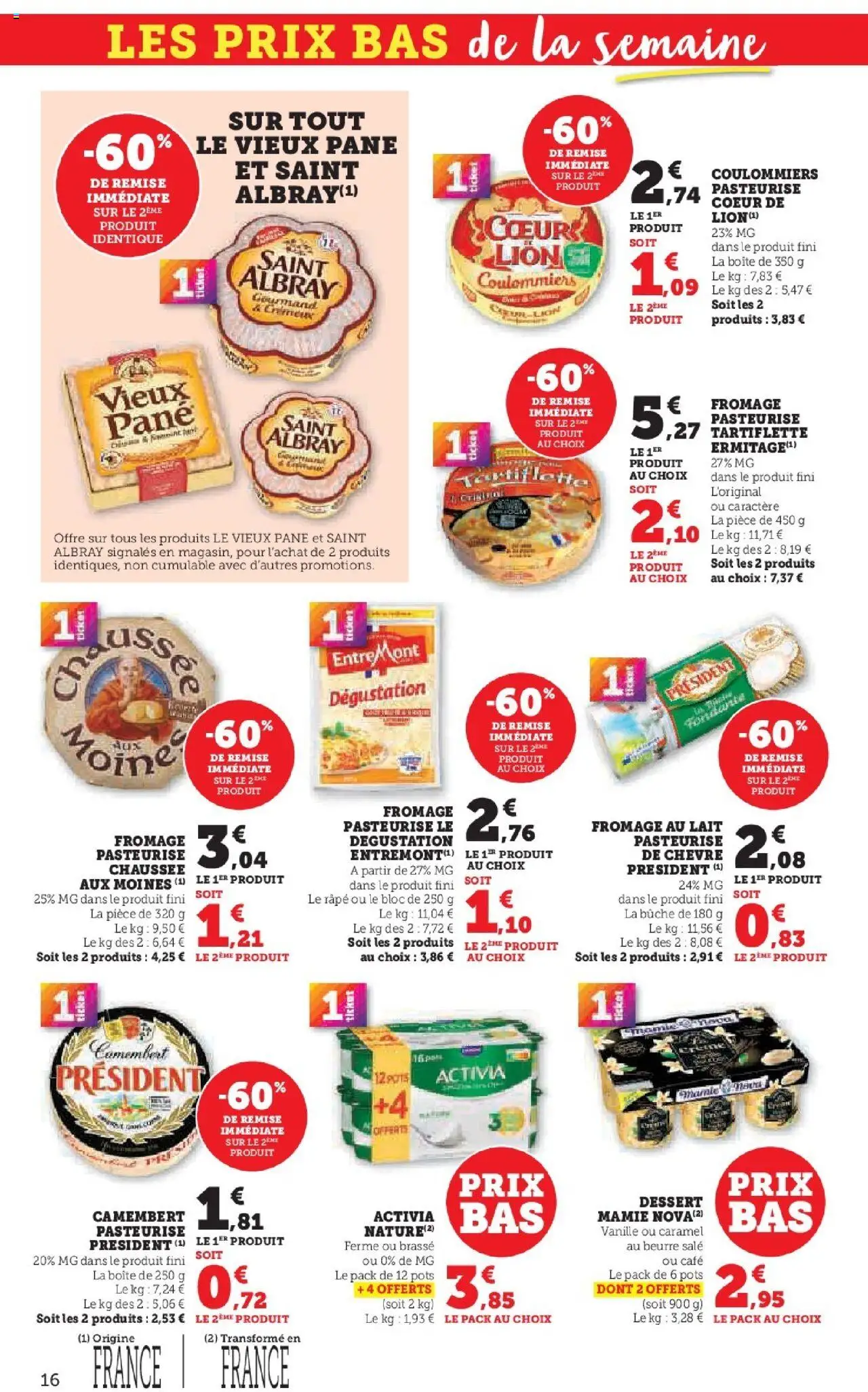 {H1} | Page: 16 | Produits: Tartiflette, Lait, Café, Camembert