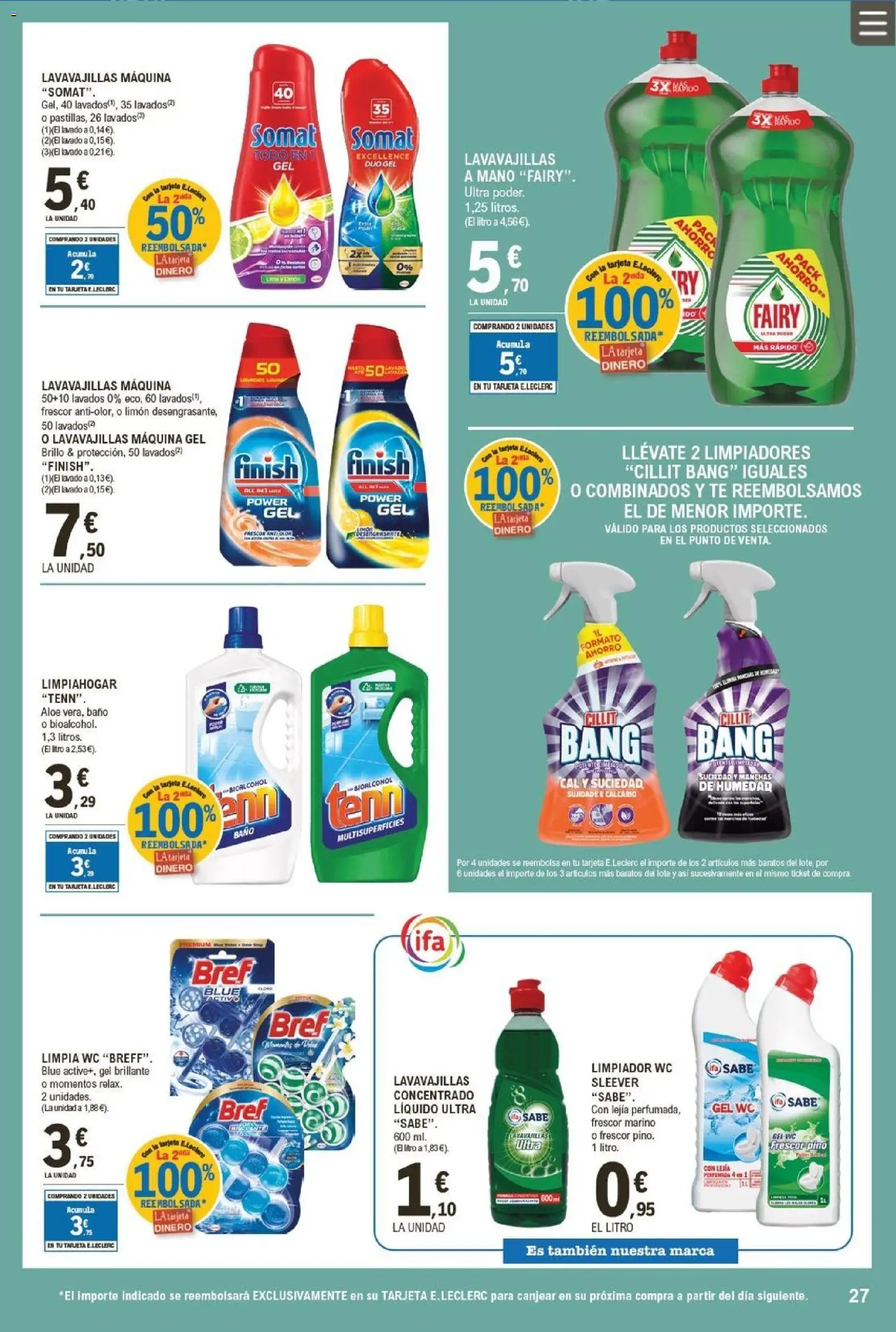 E.Leclerc folleto │ válido desde el 21.01.2026 | Página: 27 | Productos: Té, Lavavajillas, Baño