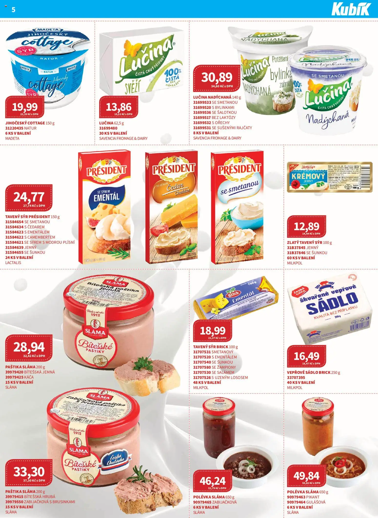 Kubík leták - Velkoobchod 01/2026 od 07.01.2026 | Strana: 5 | Produkty: Tavený sýr, Ementál, Čedar, Cheddar