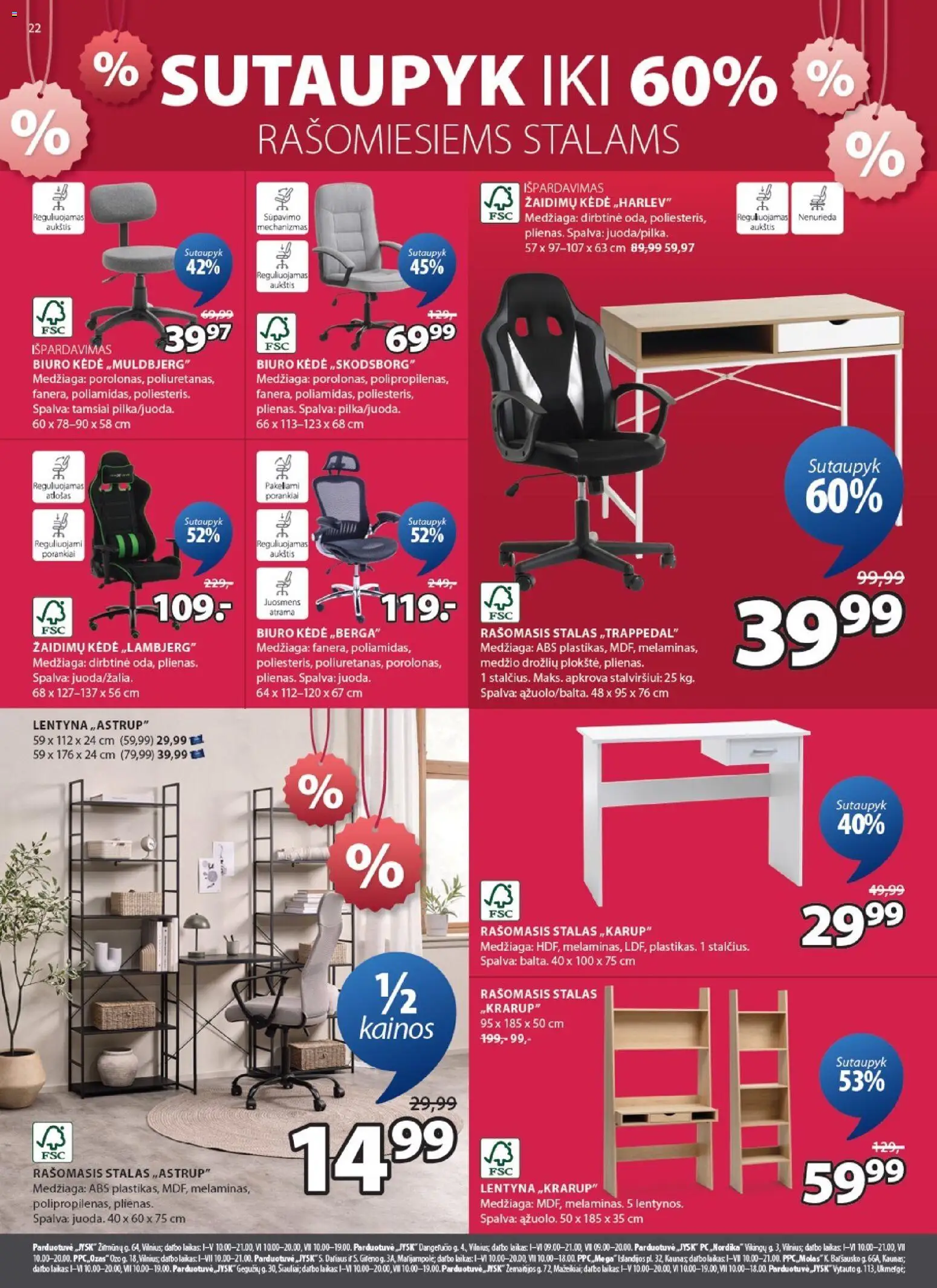 JYSK akcijos nuo 06.01.2026 | Puslapis: 22 | Prekių: Lentyna, Stalas, Kėdė