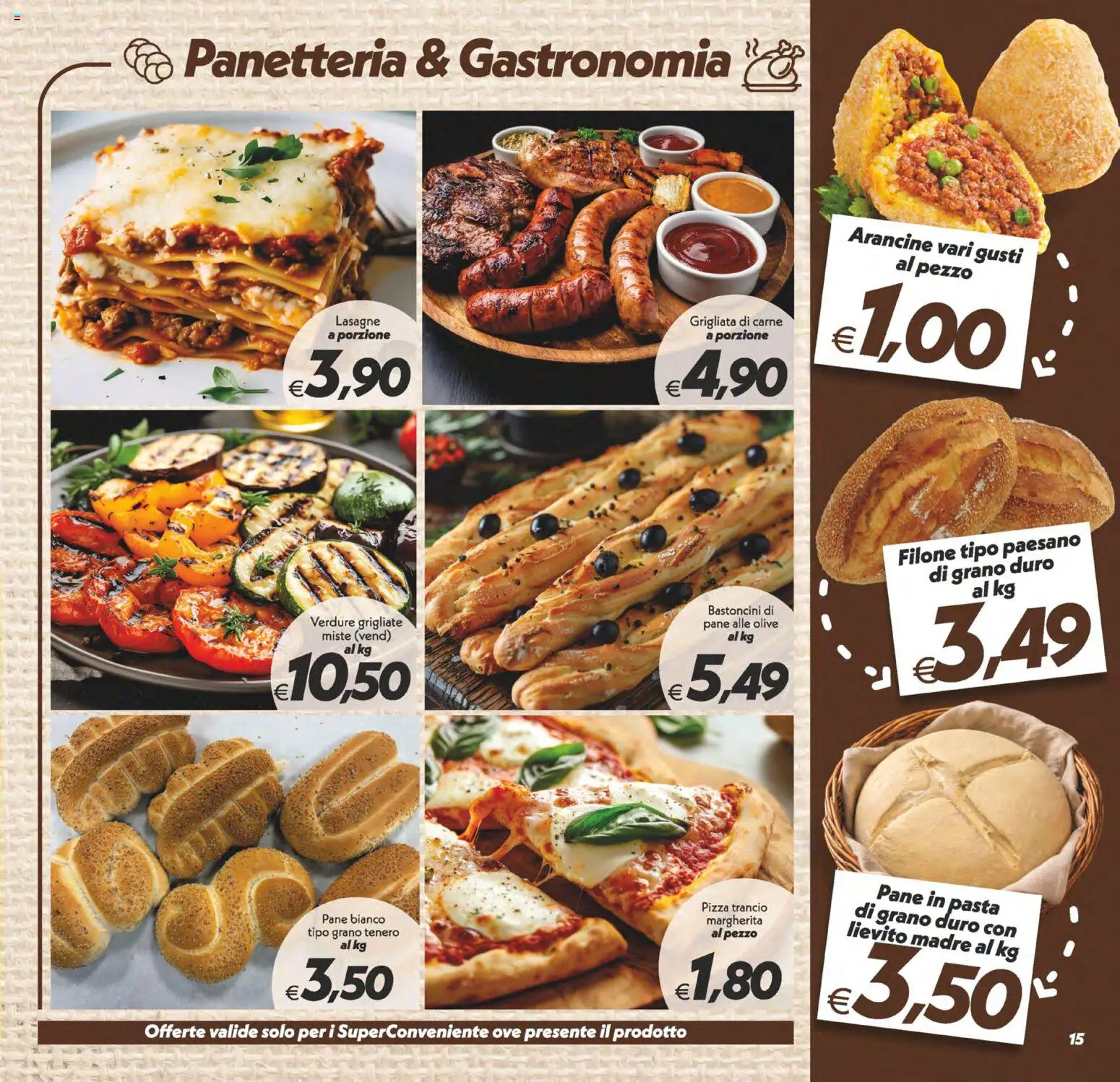 Volantino SuperConveniente del 03.02.2026 | Pagina: 15 | Prodotti: Pane, Pizza, Verdure, Olive