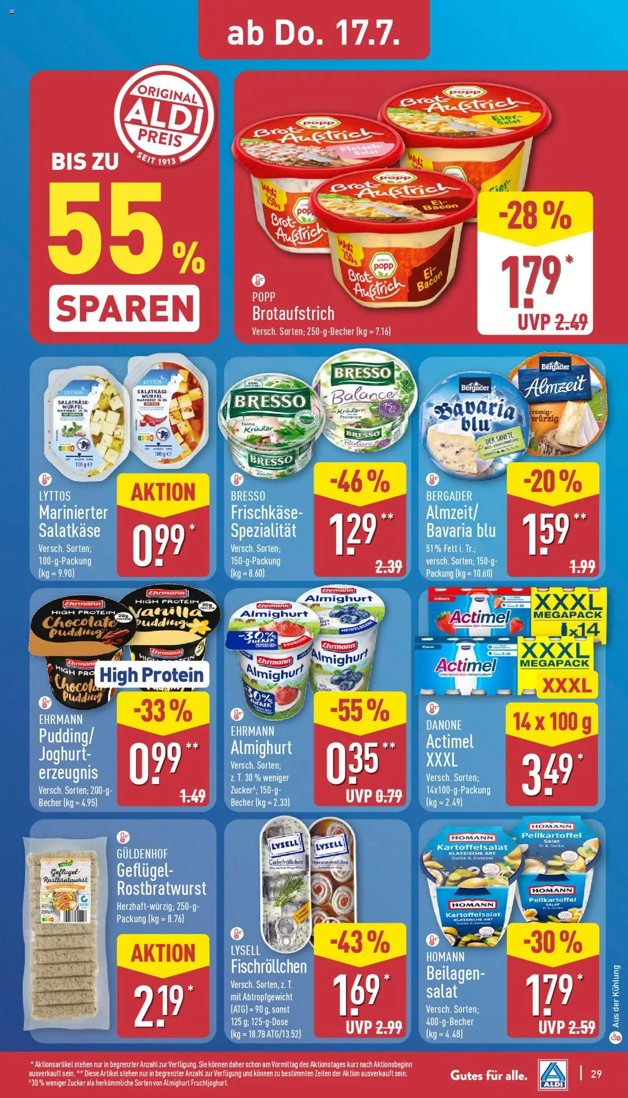 Aldi Prospekt 	 - gültig ab dem 14.07.2025 | Seite: 29 | Produkte: Actimel, Pudding, Zucker, Salat
