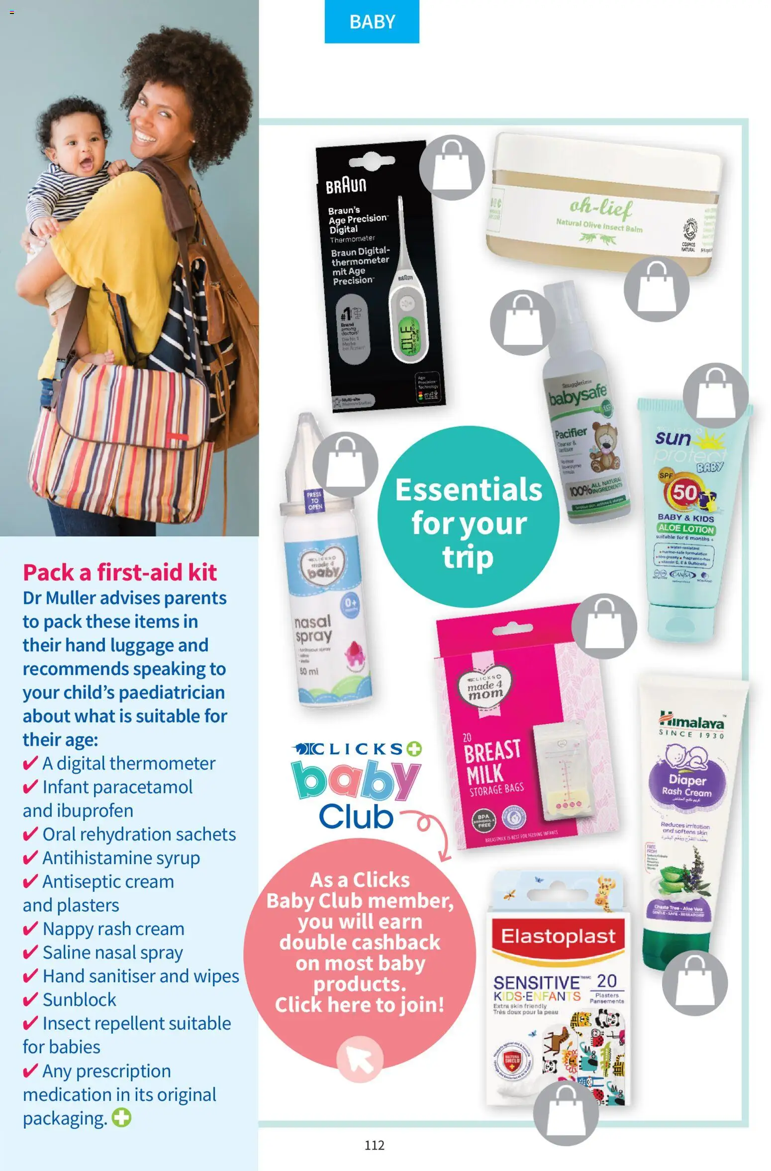 New Clicks catalogue – valid from 01.12.2025 | Page: 112 | Products: Thermometer, Cream, Nasal spray, Sanitiser