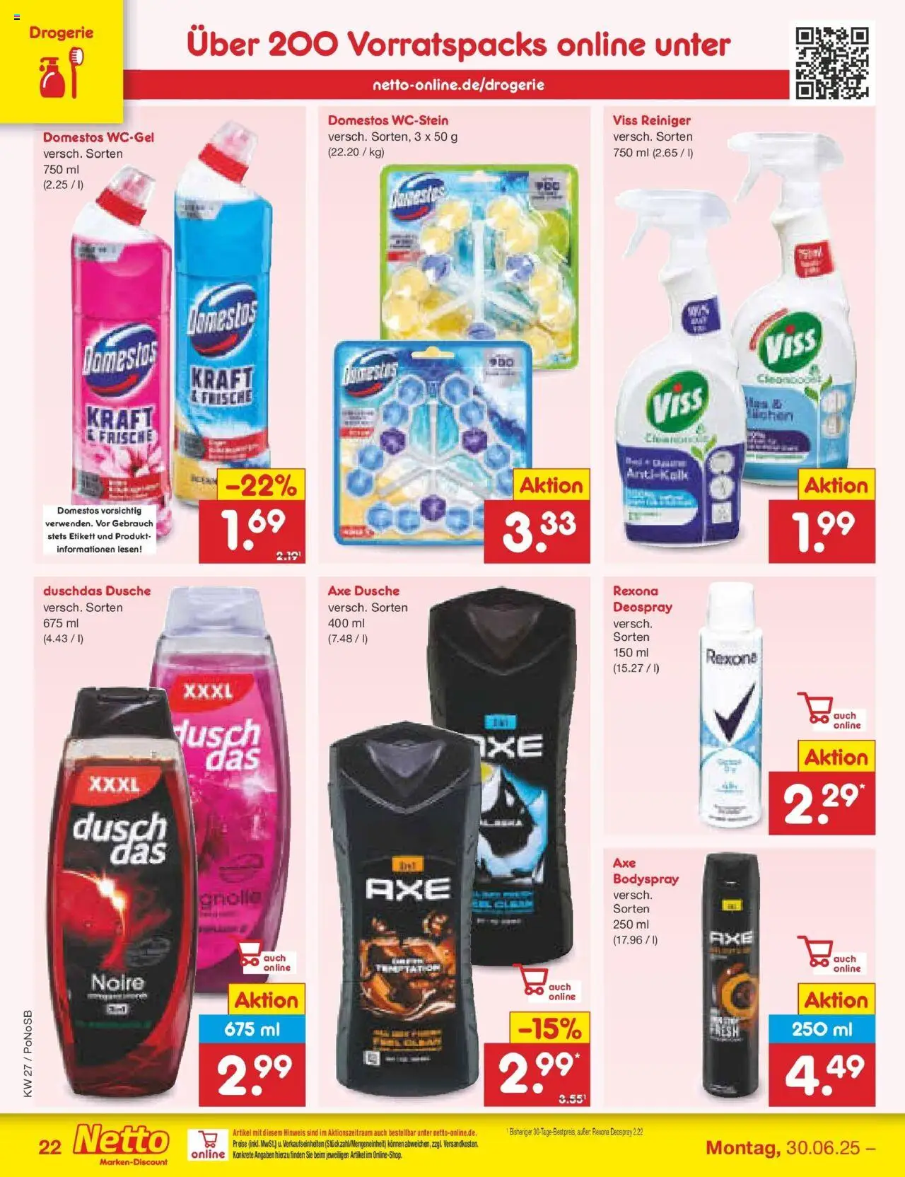 Netto Marken-Discount prospekt Amberg	 - gültig ab dem 29.06.2025 | Seite: 32 | Produkte: Dusche, Duschdas, Axe, Deospray
