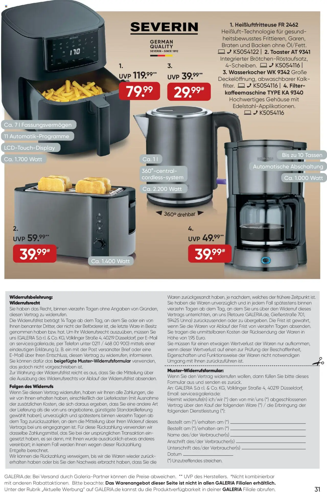 Galeria Karstadt Kaufhof Online-Prospekt – gültig ab 29.09.2025 | Seite: 31 | Produkte: Wasserkocher, Toaster, Heißluftfritteuse, Telefon
