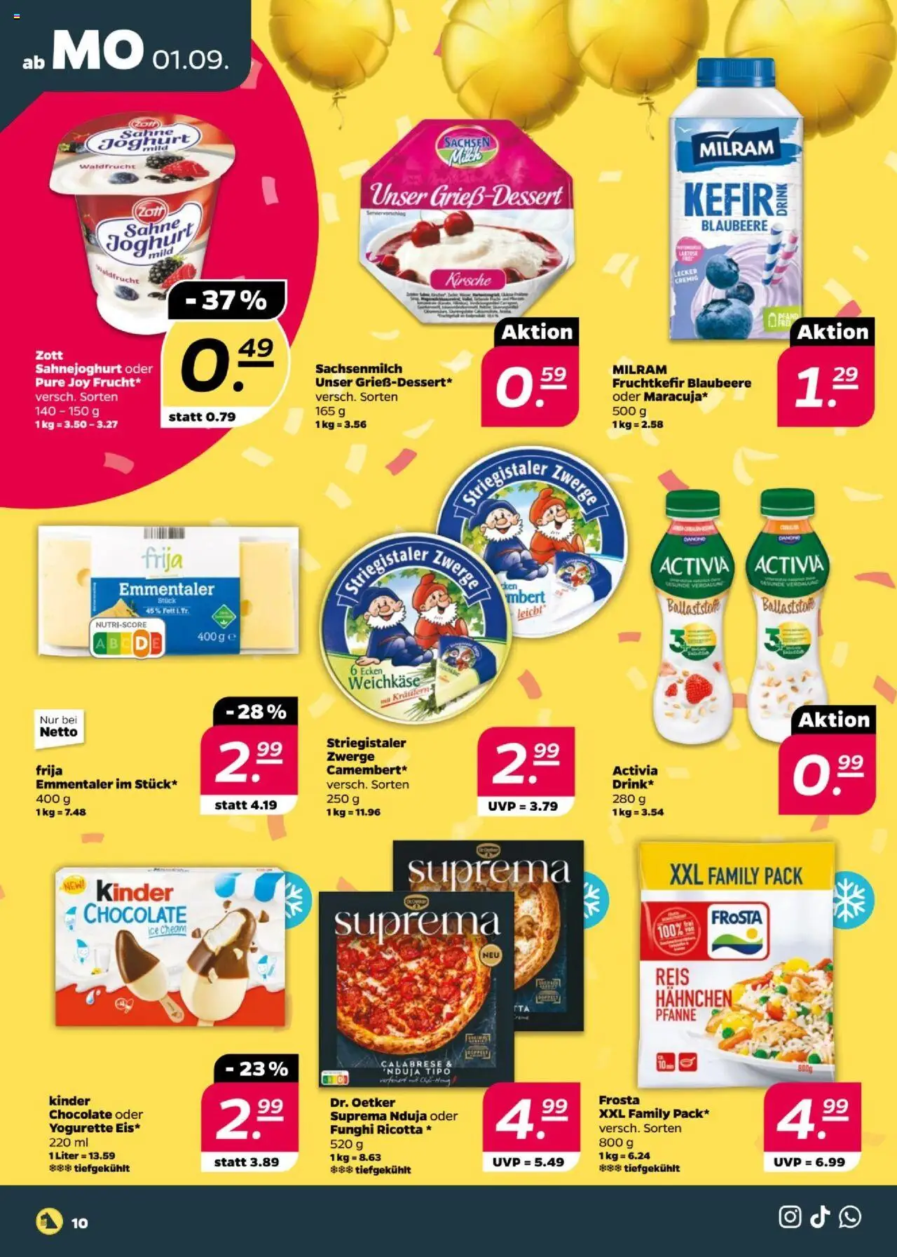 Netto Prospekt 	 - gültig ab dem 01.09.2025 | Seite: 10 | Produkte: Joghurt, Milram, Reis, Sahne