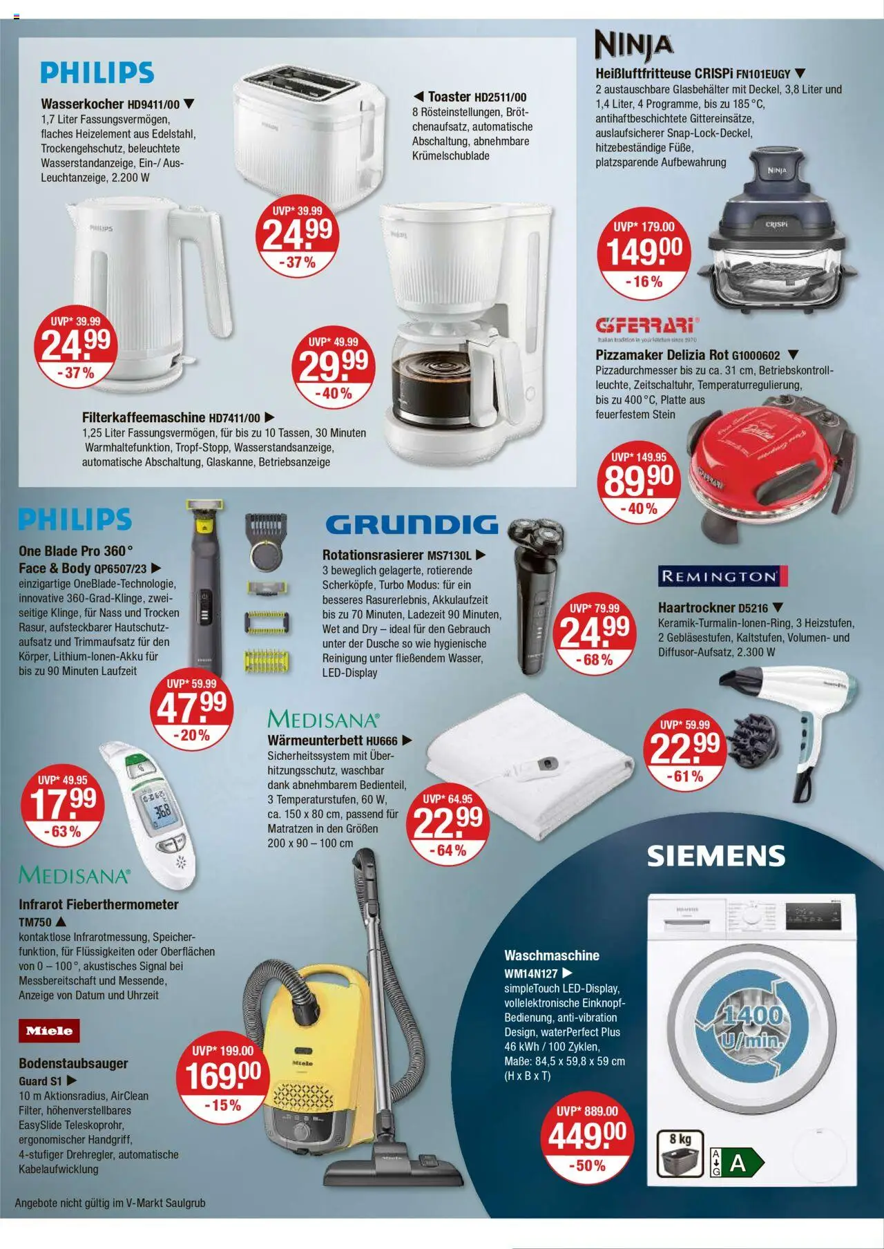 V-Markt - München – gültig ab 23.10.2025 | Seite: 16 | Produkte: Miele, Philips, Dusche, Heißluftfritteuse