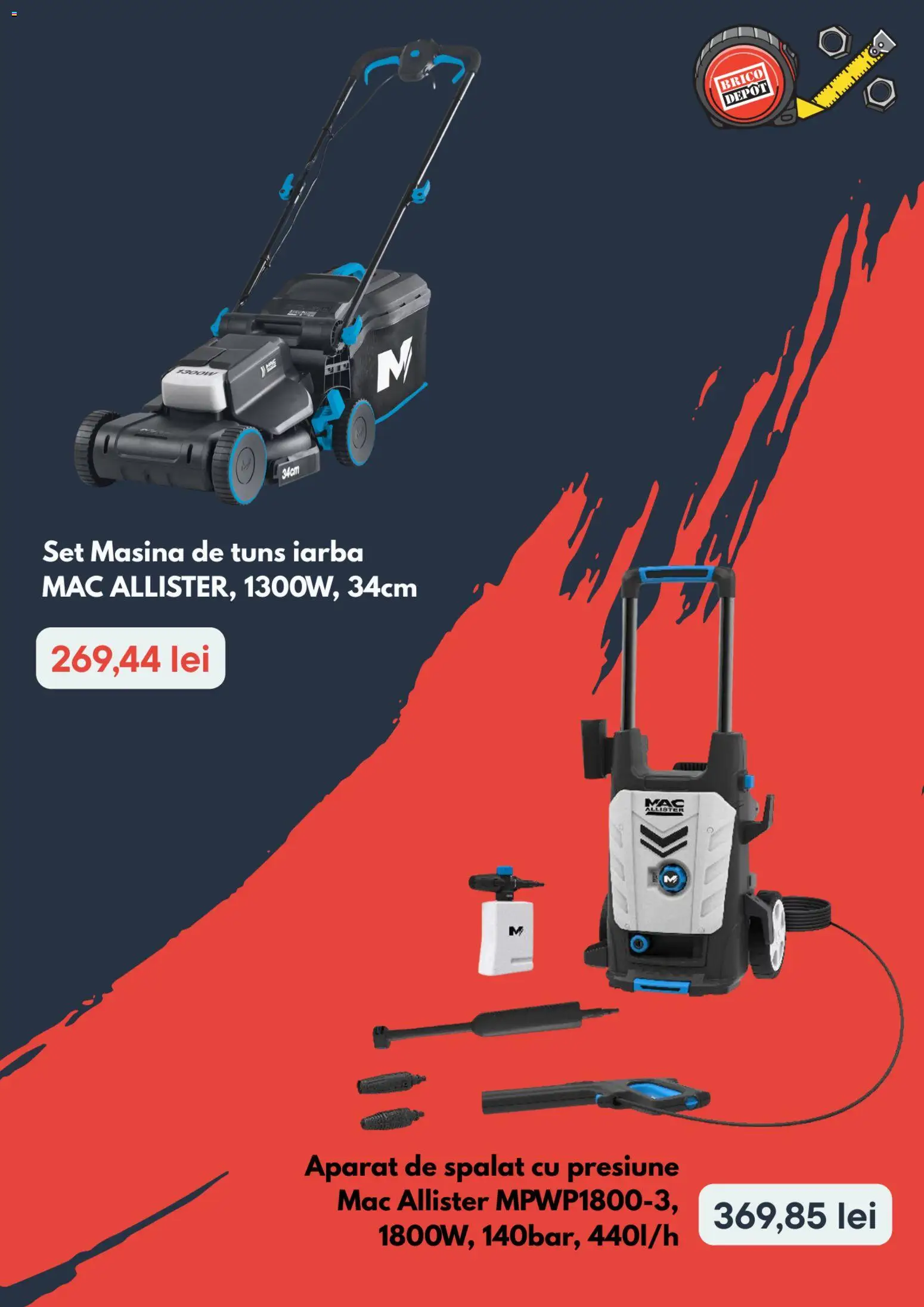 Noul catalog Brico Depot Catalog – valabil de la 19.03.2026 | Pagină: 2 | Produse: Aparat de spălat cu presiune, Mașină de tuns