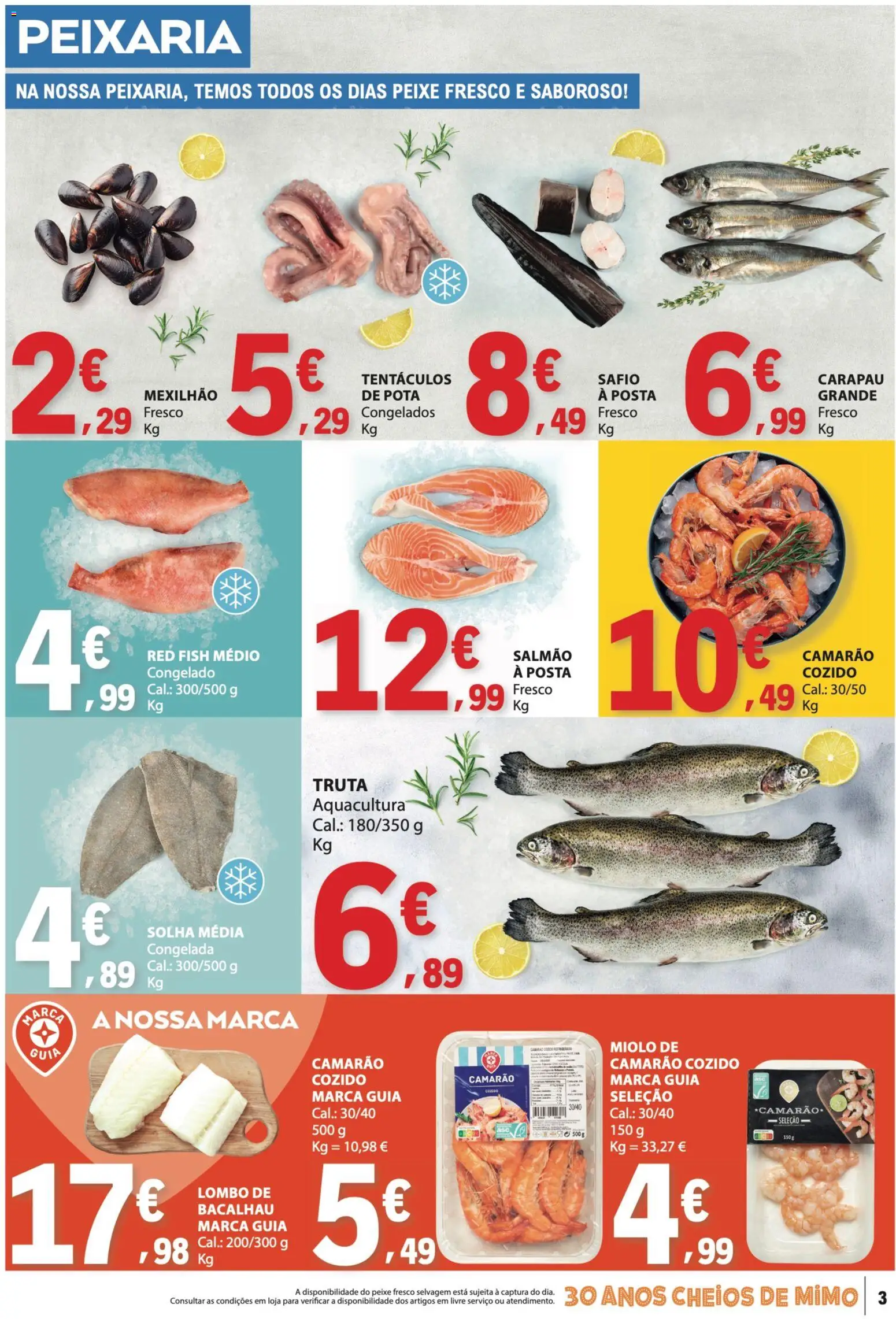 E.Leclerc folheto │ válido de 23.04.2026 | Página: 3 | Produtos: Bacalhau, Camarão, Salmão, Lombo