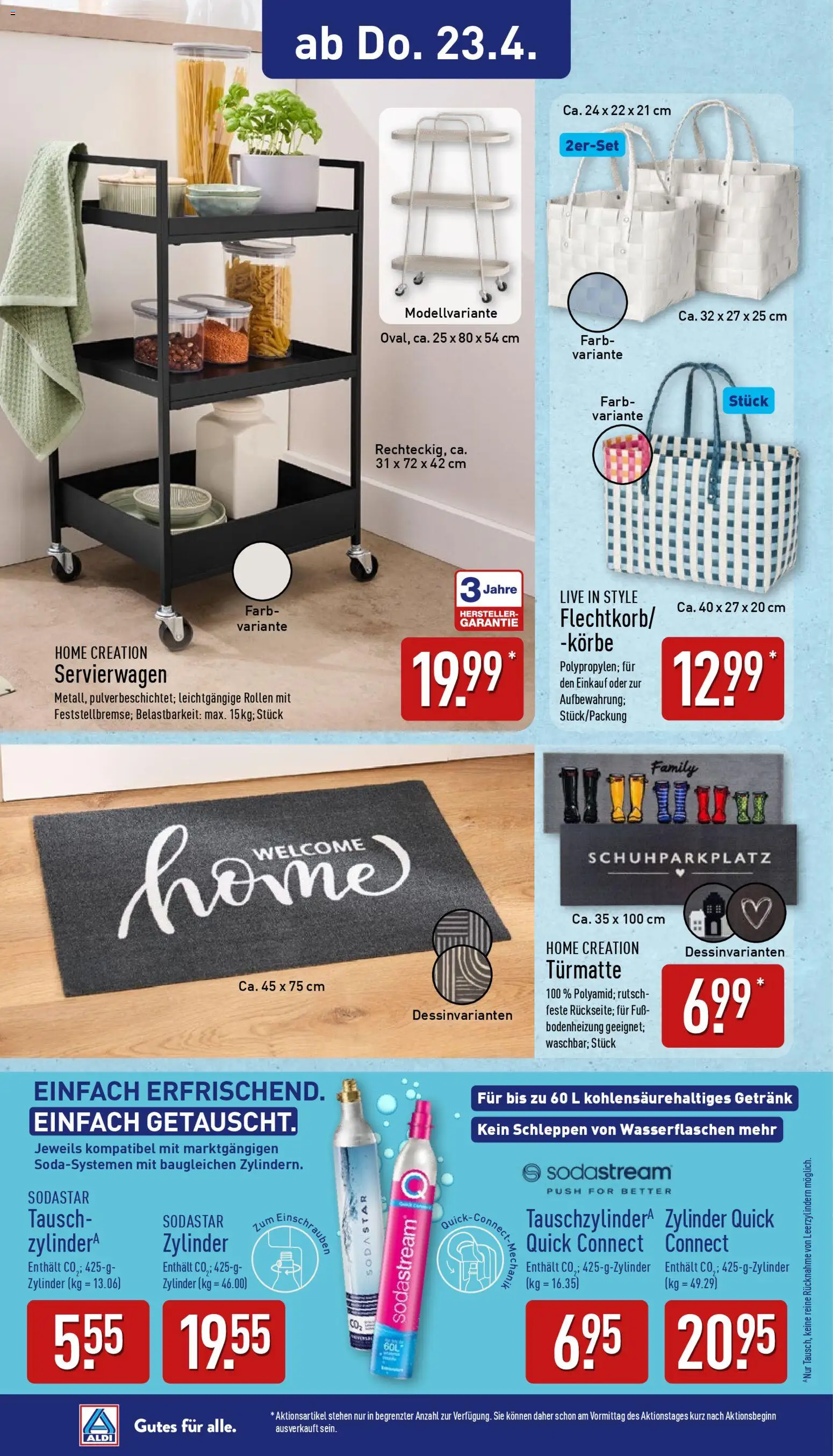 Aldi Ausblick – gültig ab 20.04.2026 | Seite: 11 | Produkte: Servierwagen, Home creation, Sodastream