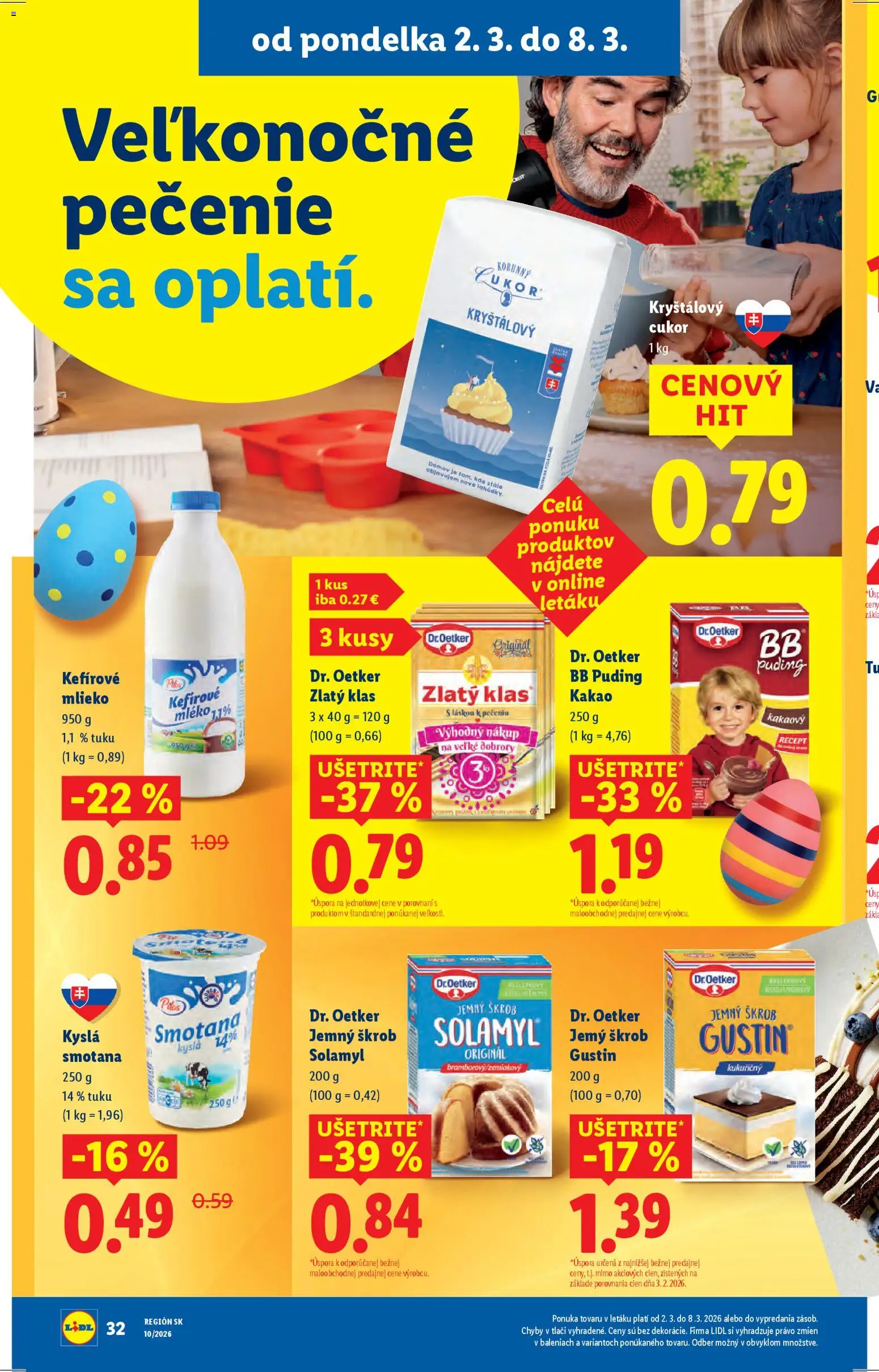 Nové Lidl akcie – leták je platný od 02.03.2026 | Strana: 40 | Produkty: Smotana, Zlatý klas, Cukor, Kakao