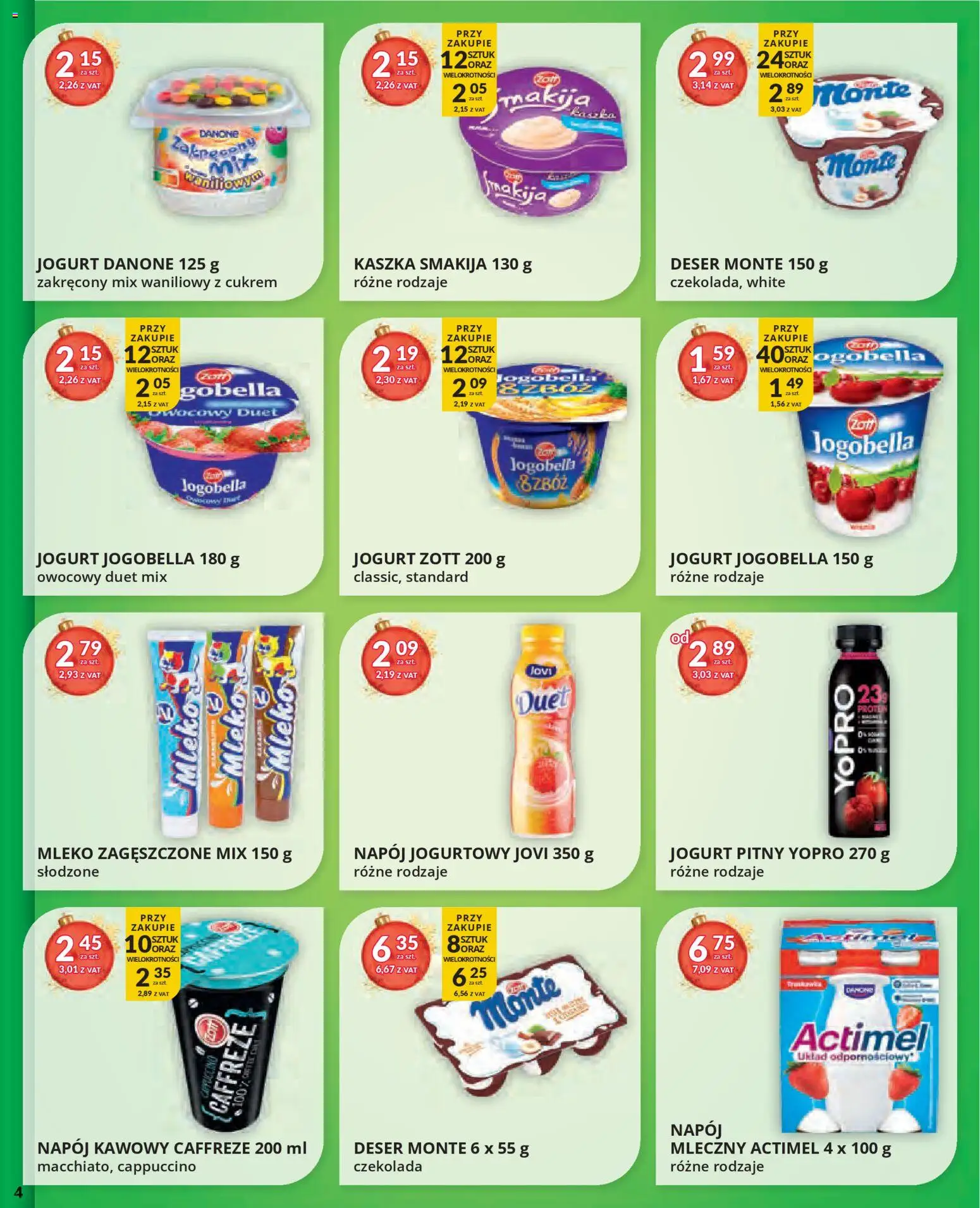Eurocash Gazetka od 17.11.2025 | Strona: 4 | Produkty: Jogurt pitny, Cappuccino, Jogurt, Czekolada