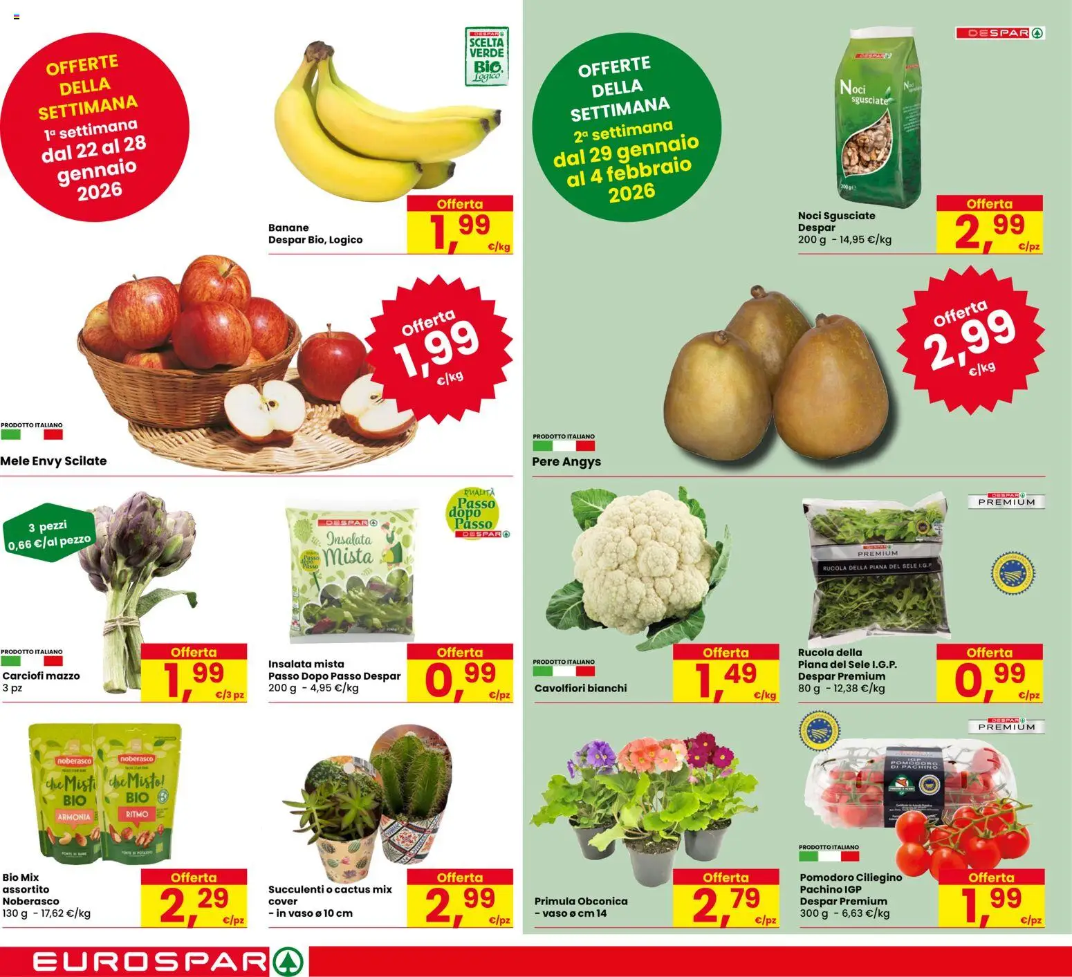 Volantino Despar del 22.01.2026 | Pagina: 6 | Prodotti: Mele, Pomodoro, Noci, Carciofi
