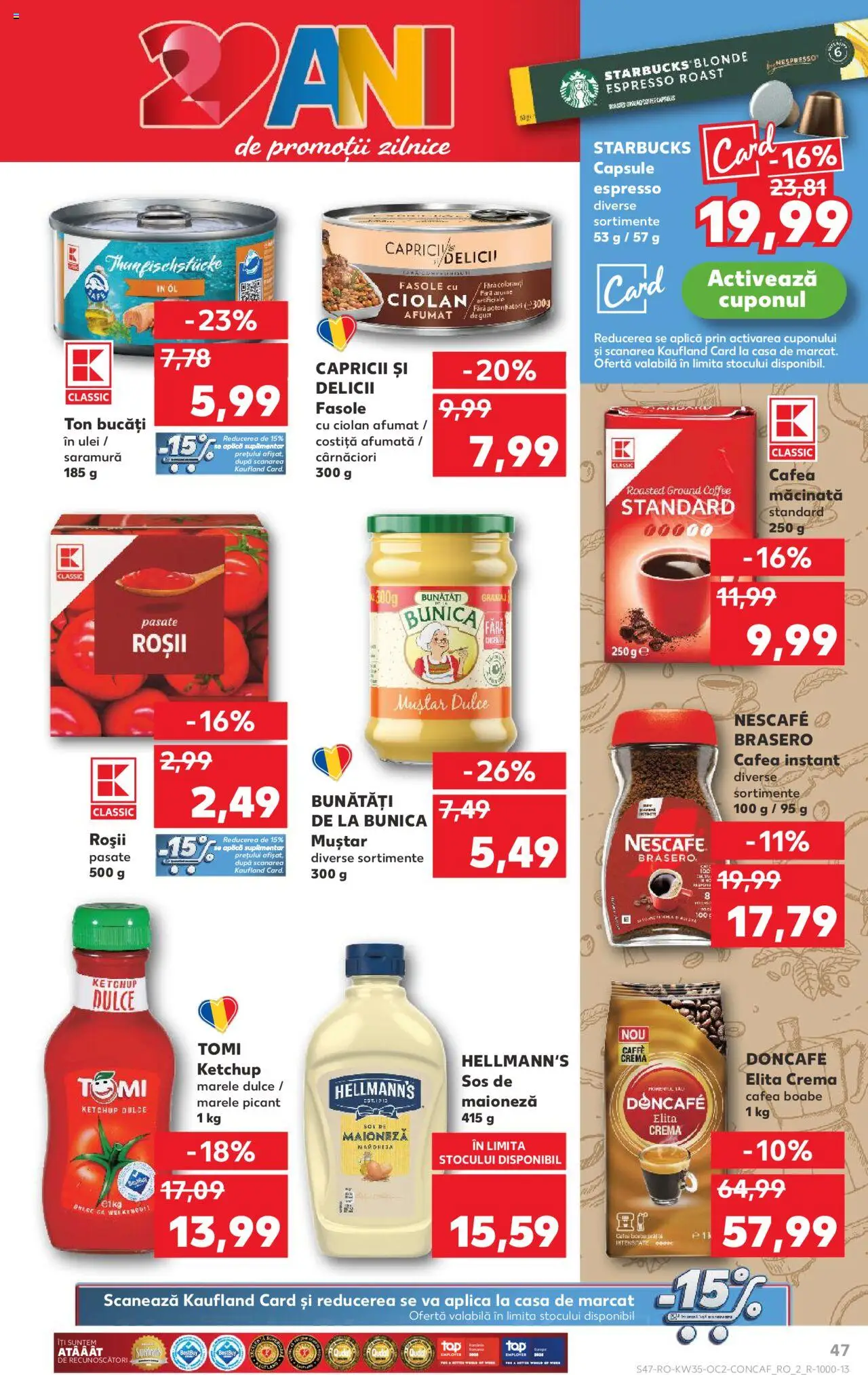 Kaufland RO akciós ujság - amely érvényes a következő dátumtól: 27.08.2025 | Oldal: 47 | Termékek: Nescafé, Ketchup, Mustár