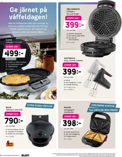 Elon erbjudanden - Förhandsvisning av reklamblad från butik Elon aktuell från 23.03.2026 | Sida: 10 | Produkter: Smörgåsgrill, Våffeljärn, Elvisp
