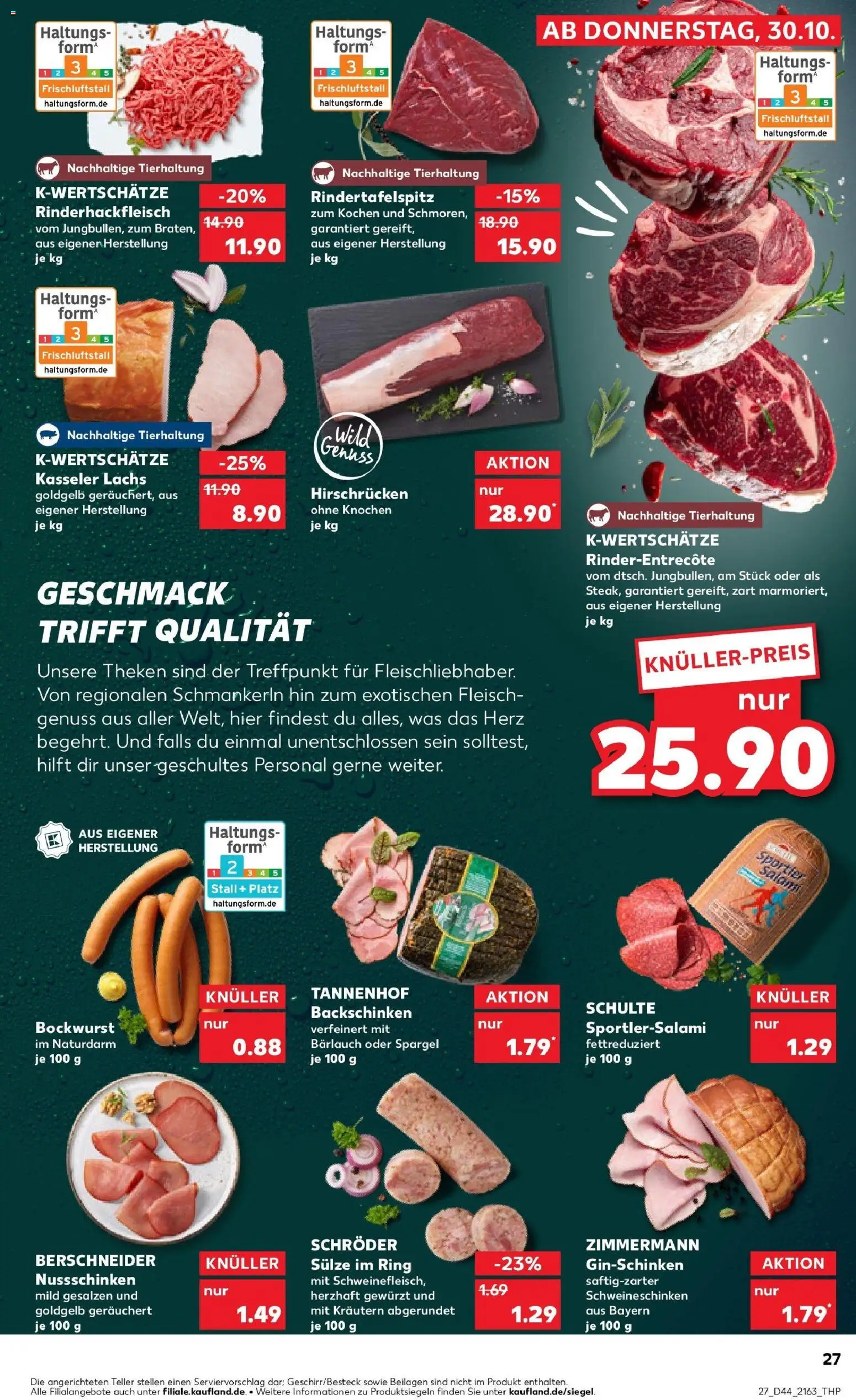 Kaufland prospekt Itzehoe	 – gültig ab 30.10.2025 | Seite: 27 | Produkte: Bockwurst, Spargel, Lachs, Steak