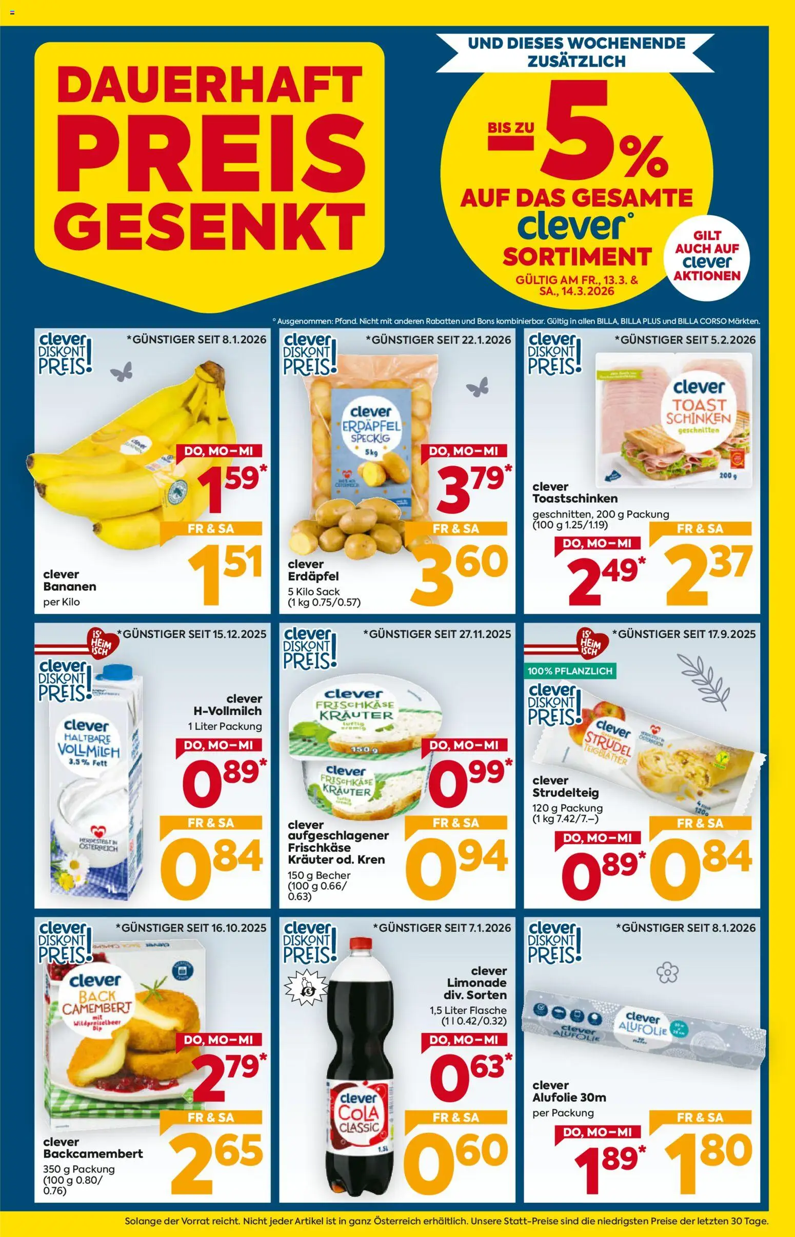 Billa AT akciós ujság - amely érvényes a következő dátumtól: 12.03.2026 | Oldal: 3 | Termékek: Cola, Limonádé, Camembert