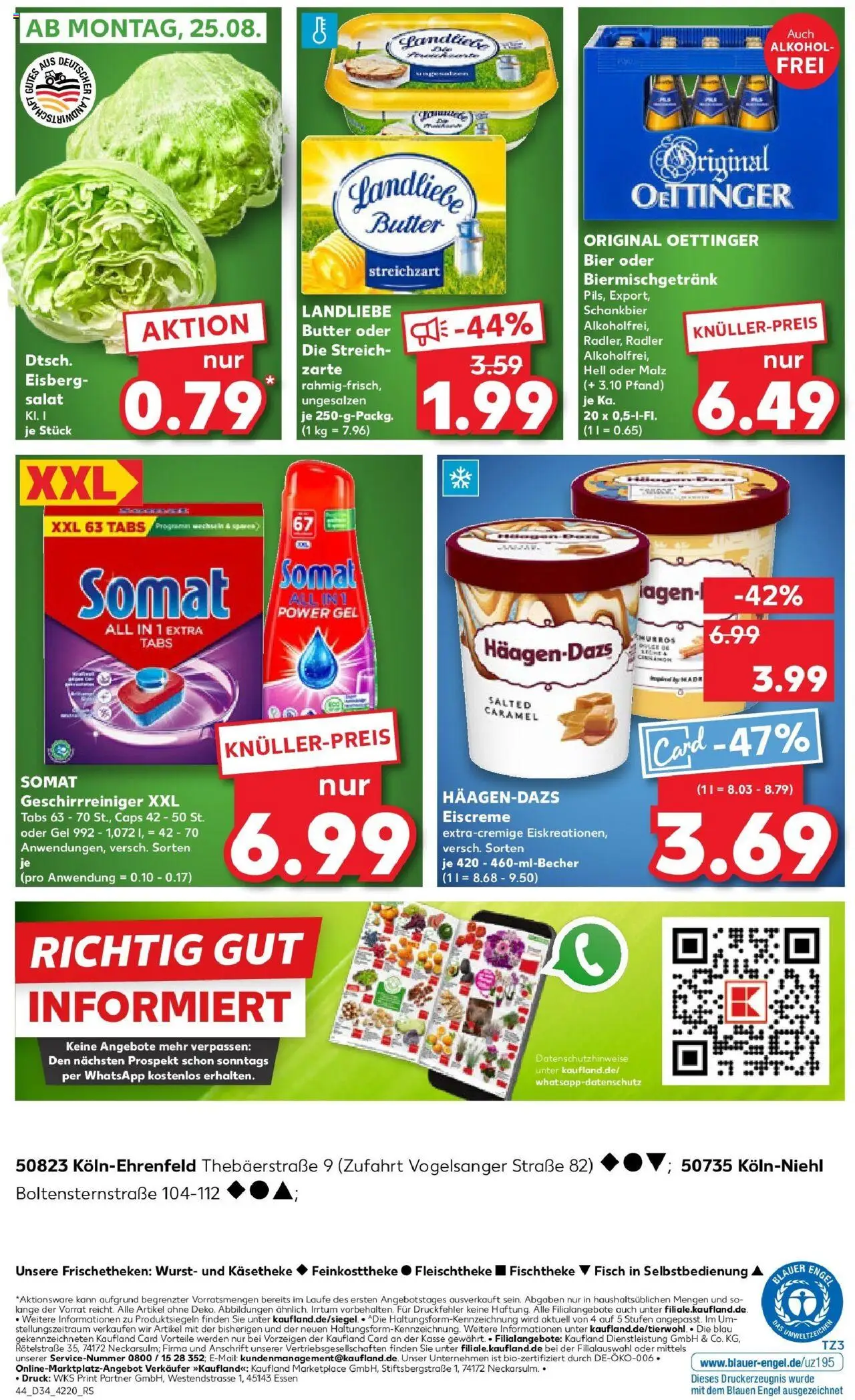 Kaufland prospekt Köln	 - gültig ab dem 21.08.2025 | Seite: 44 | Produkte: Landliebe butter, Eiscreme, Fisch, Radler
