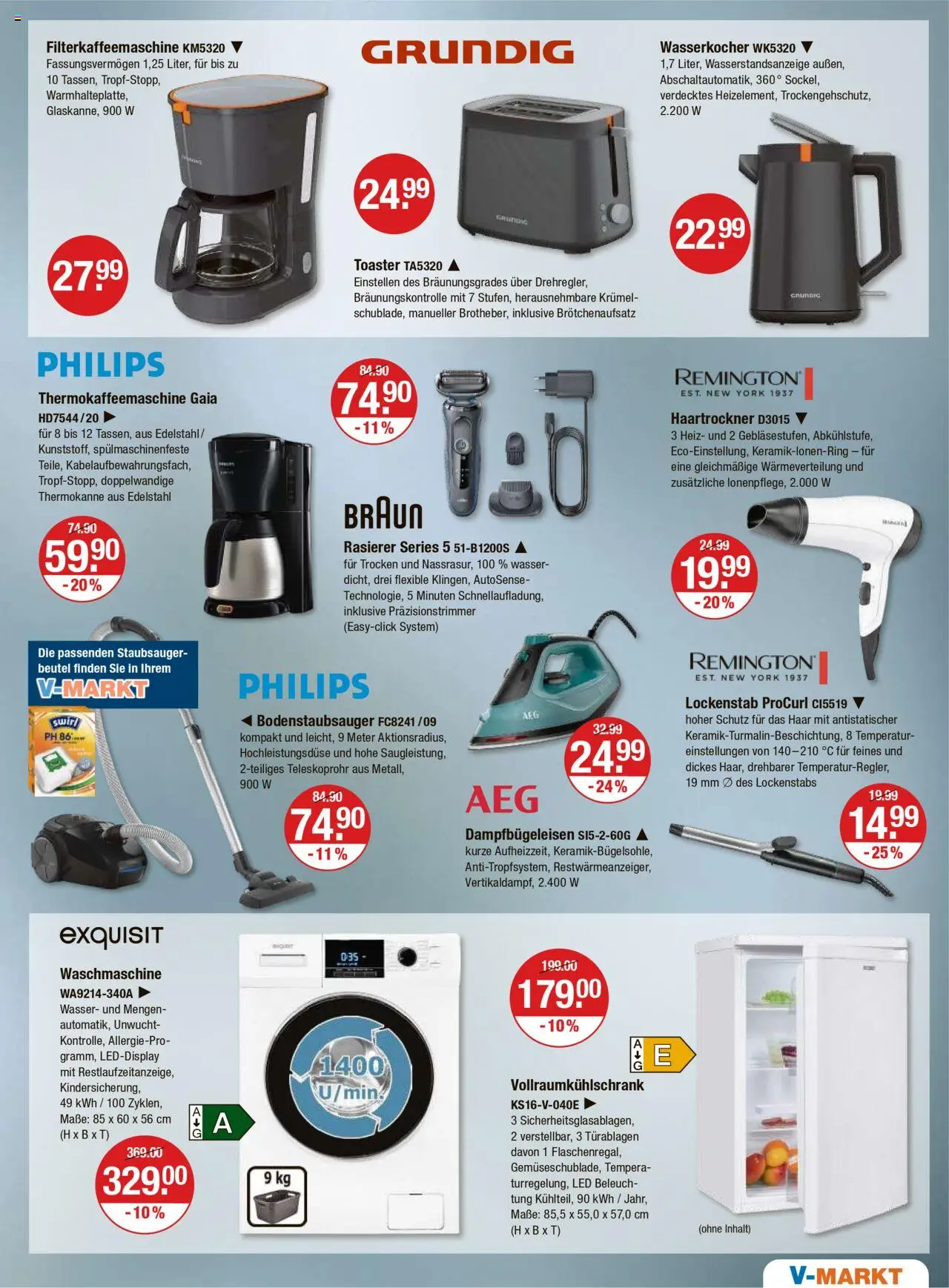 V-Markt - Hallertau / Oberpfalz – gültig ab 02.10.2025 | Seite: 17 | Produkte: Philips, Haartrockner, Toaster, Wasser
